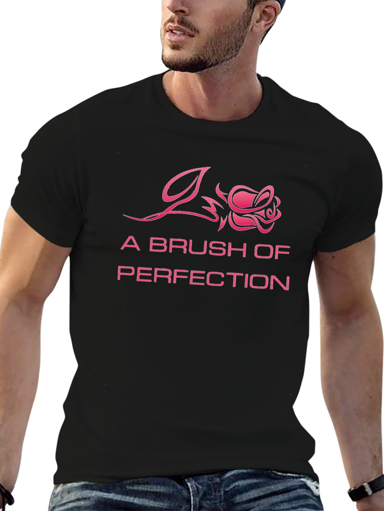 A Brush of Perfection Black Graphic T-Shirt