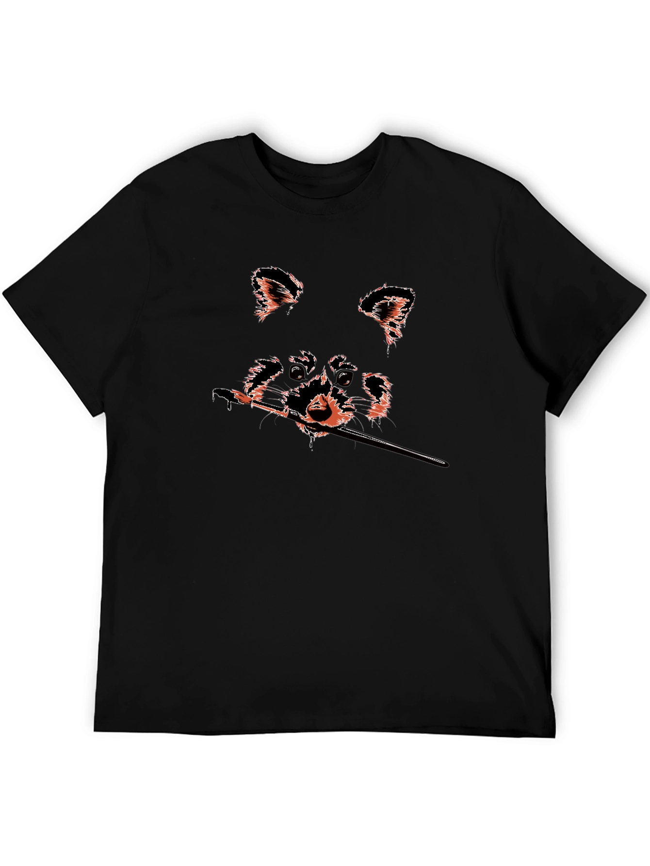 Raccoon Artist Graphic Tee - Black Cotton T-Shirt