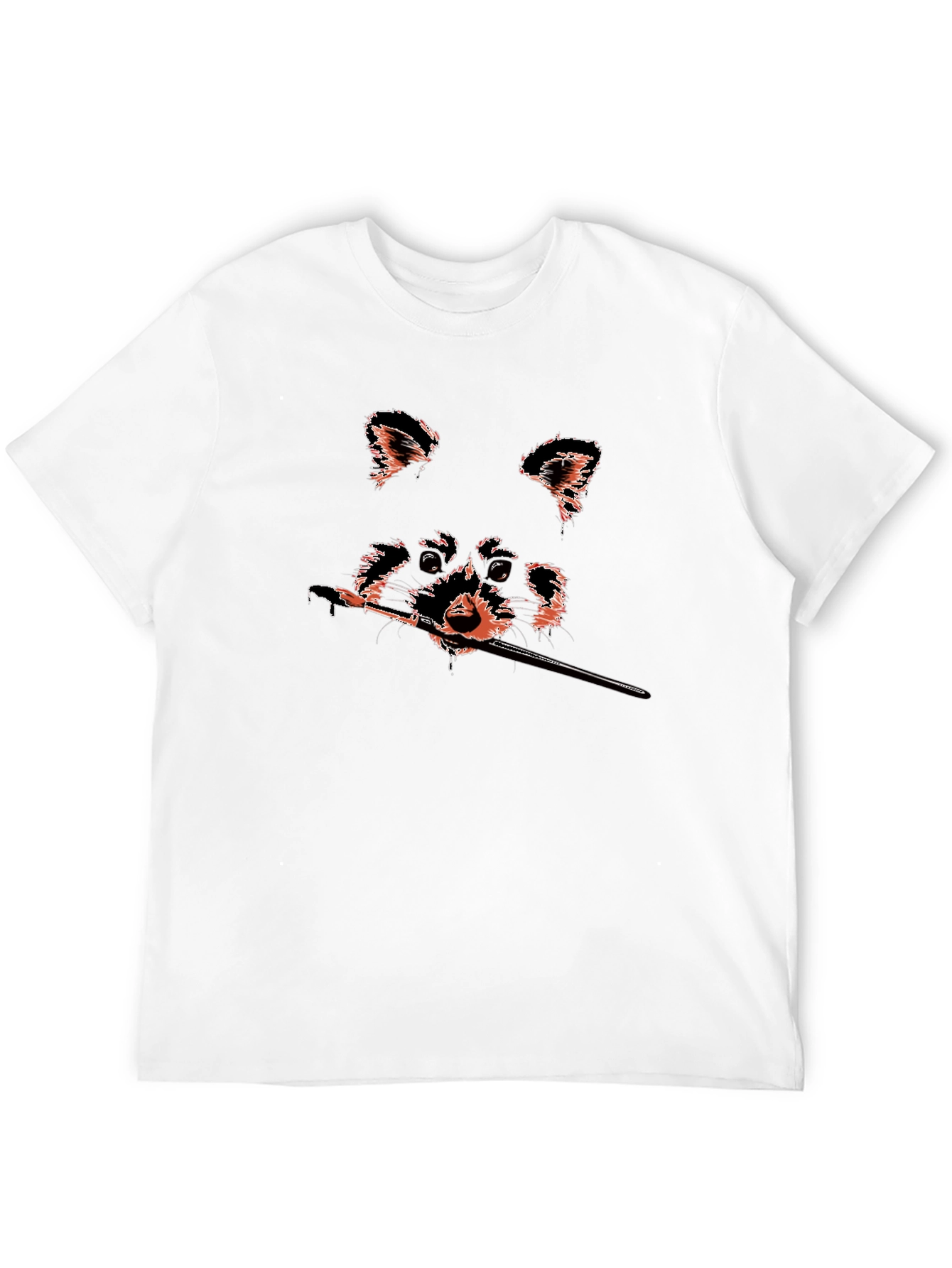 Raccoon Artist Graphic Tee - Black Cotton T-Shirt