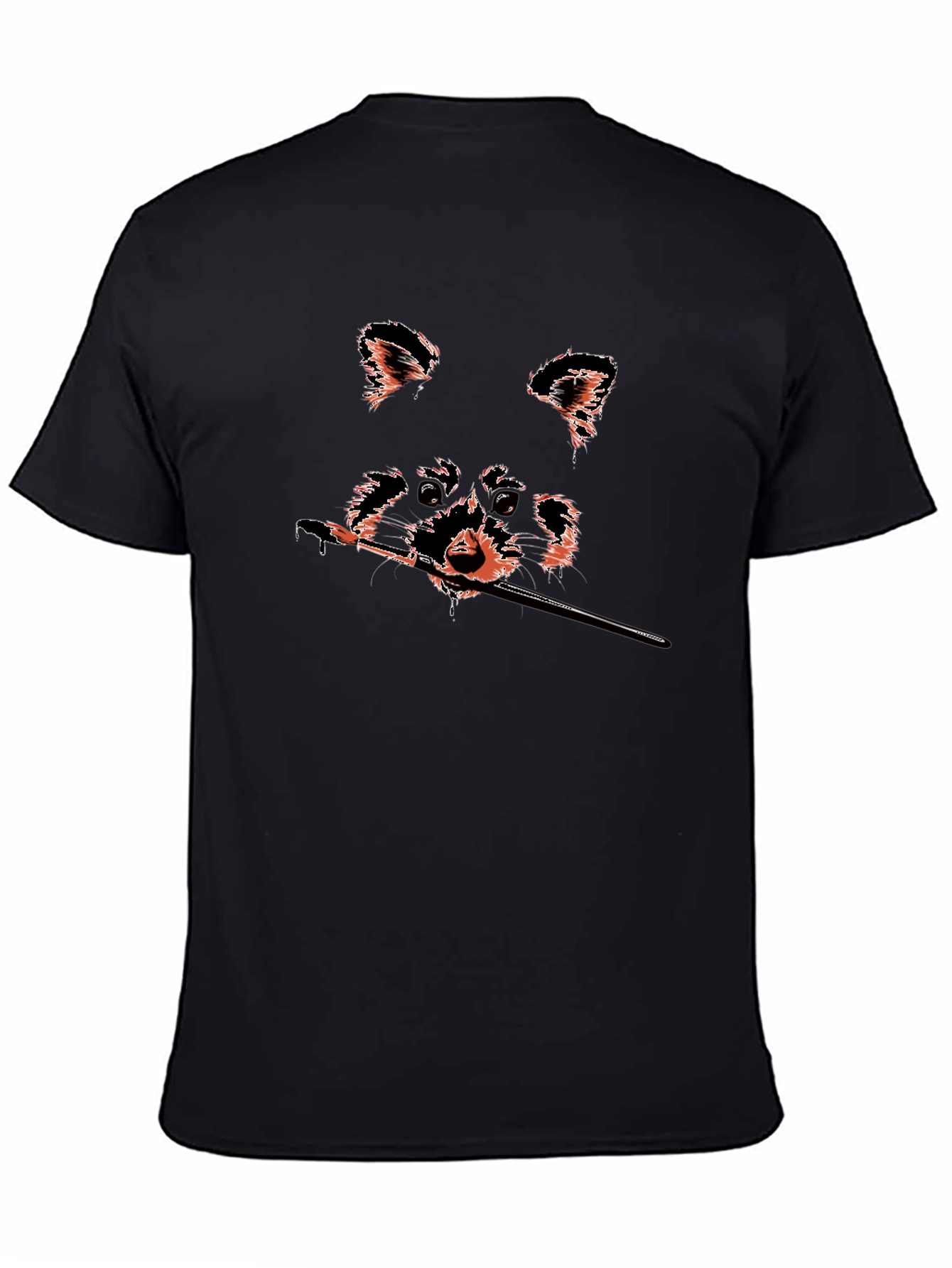 Raccoon Artist Graphic Tee - Black Cotton T-Shirt
