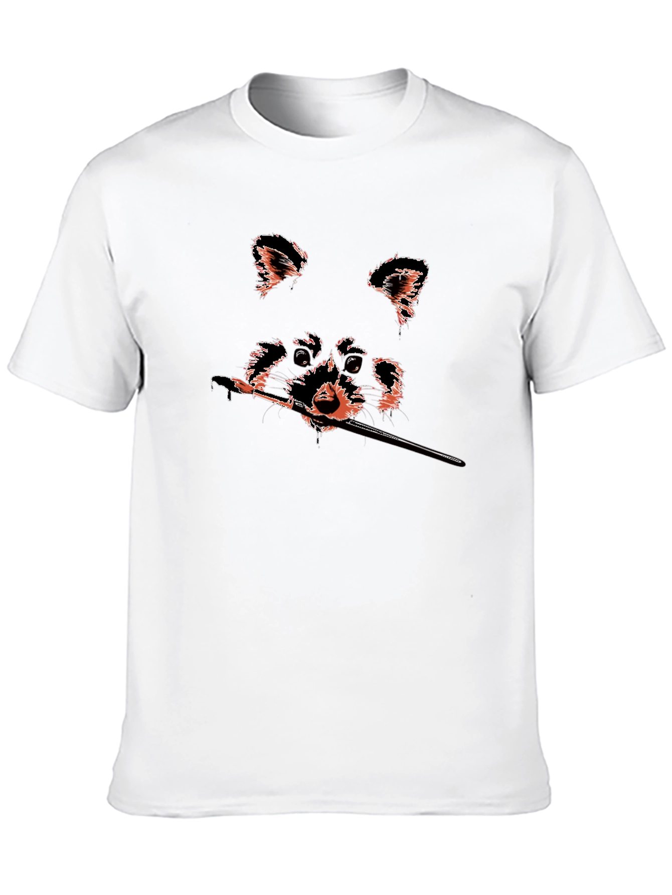 Raccoon Artist Graphic Tee - Black Cotton T-Shirt