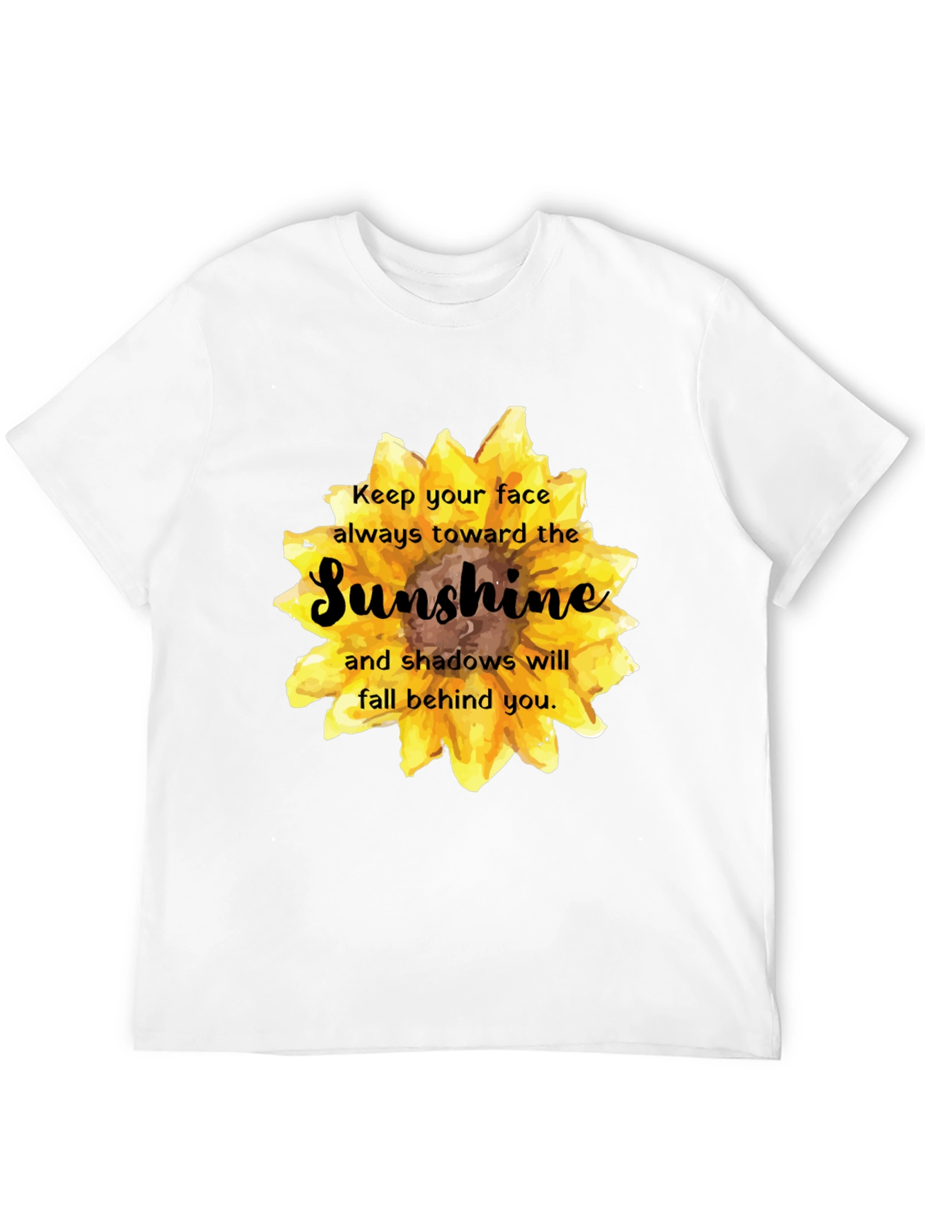 Sunshine Sunflower Graphic Print Black T-Shirt