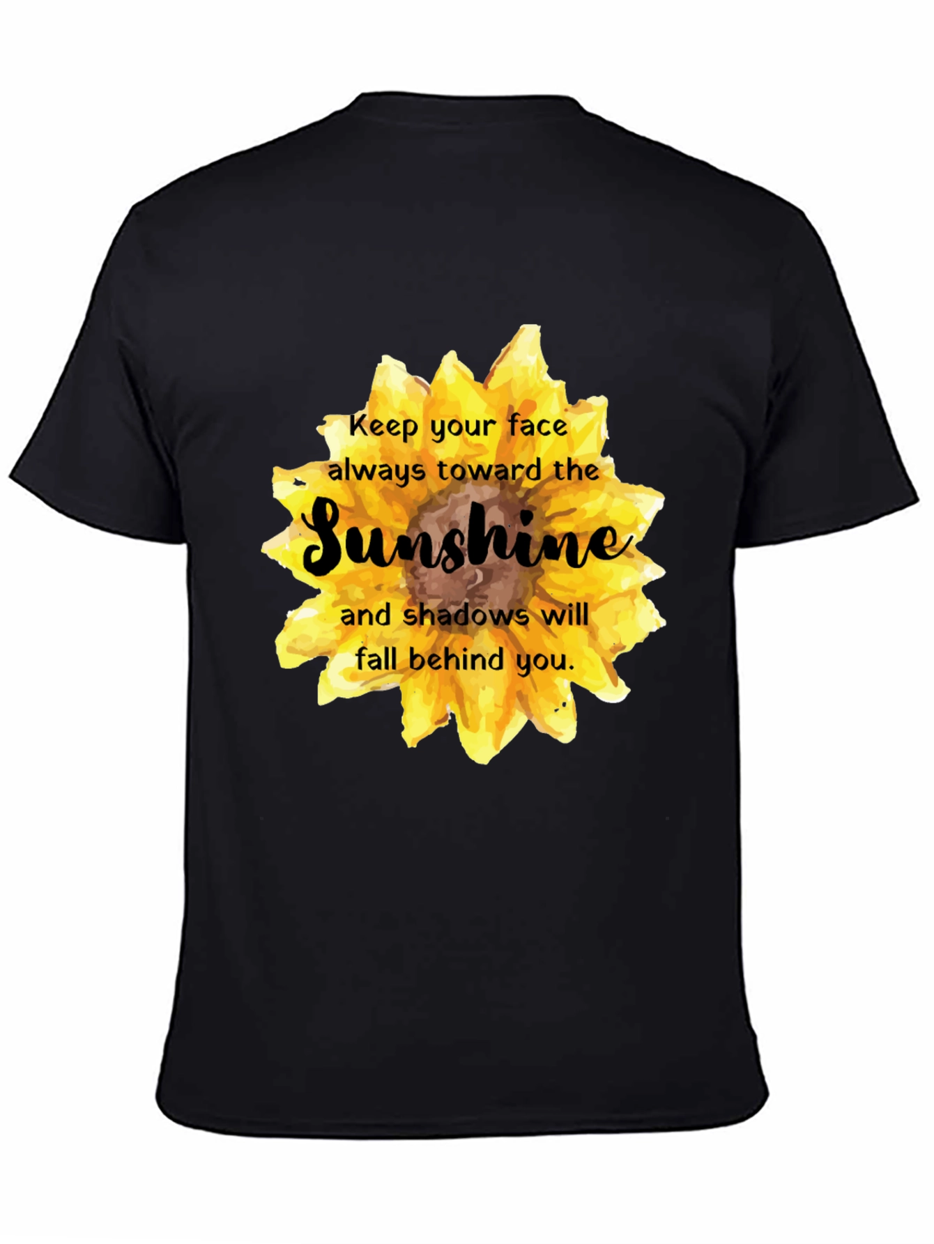Sunshine Sunflower Graphic Print Black T-Shirt