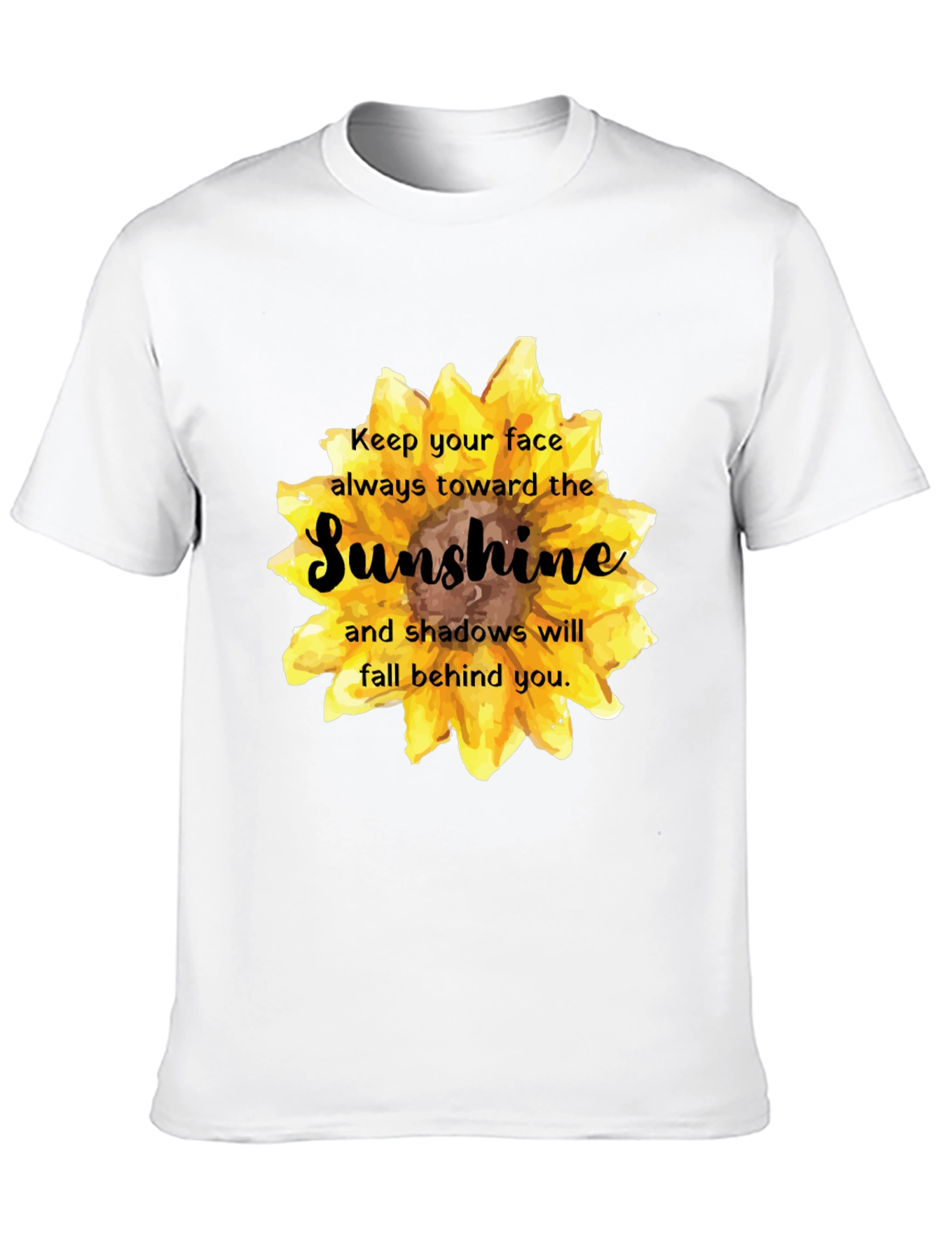 Sunshine Sunflower Graphic Print Black T-Shirt