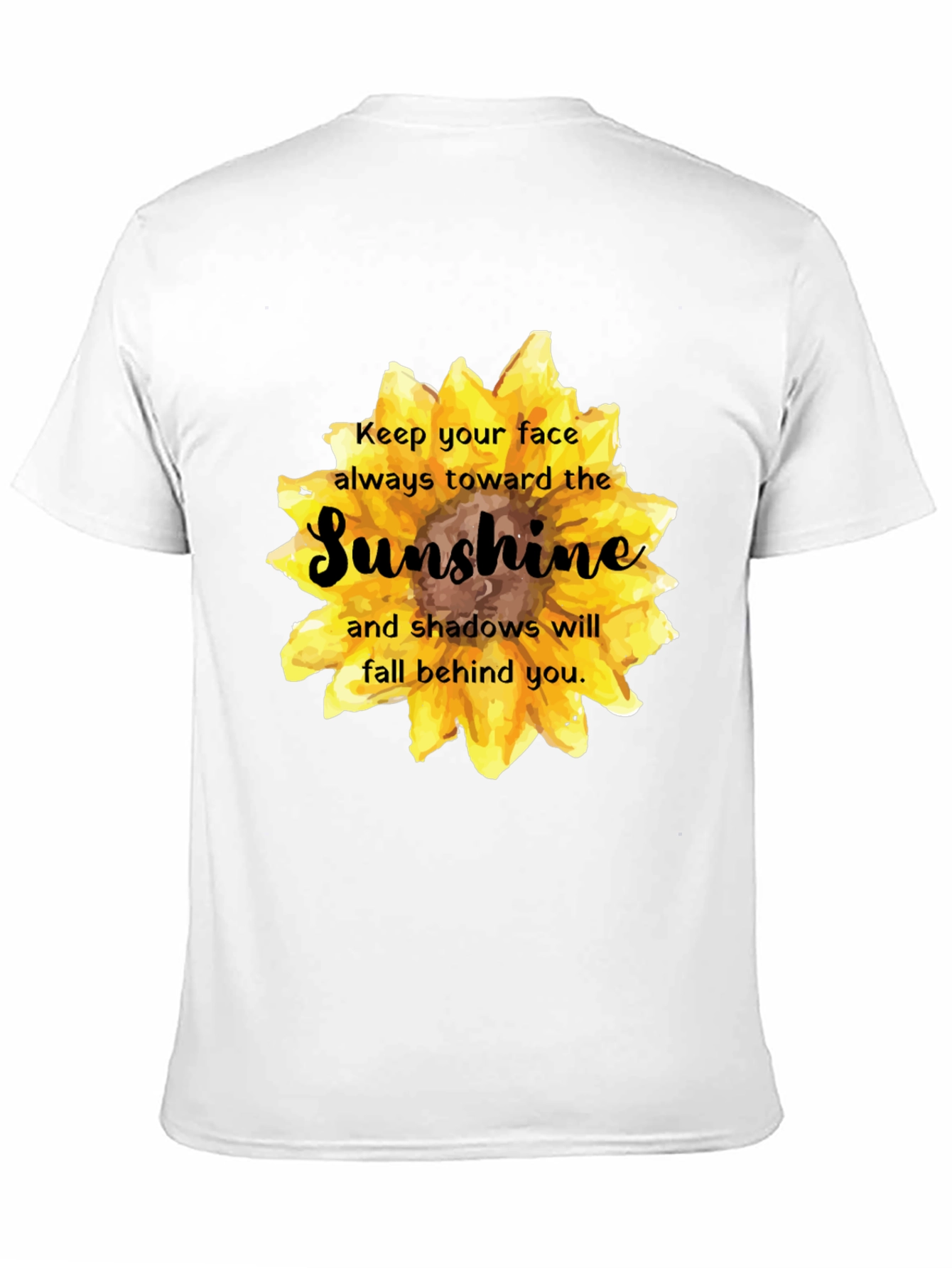 Sunshine Sunflower Graphic Print Black T-Shirt