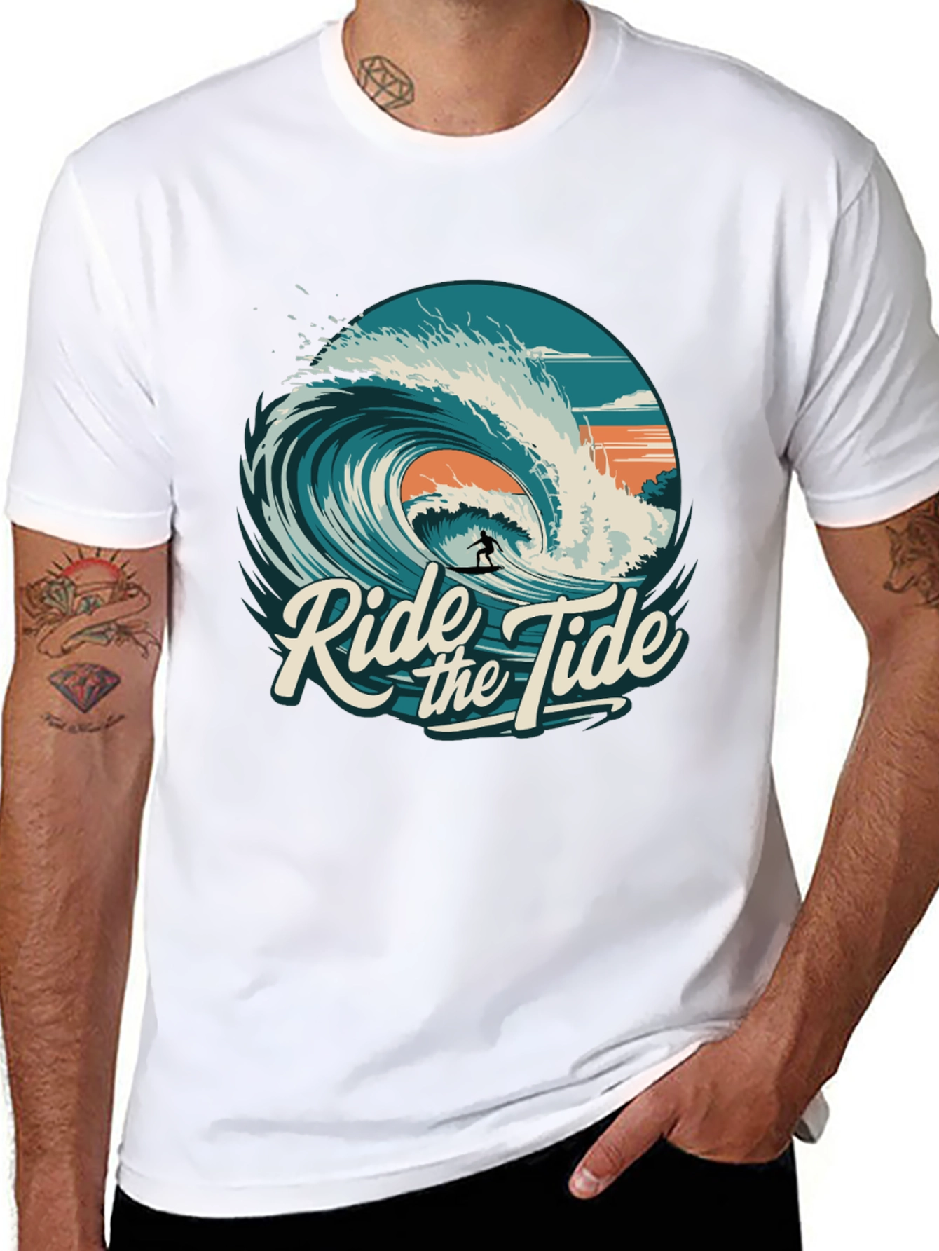 Ride the Tide Graphic T-Shirt - Surfer Design