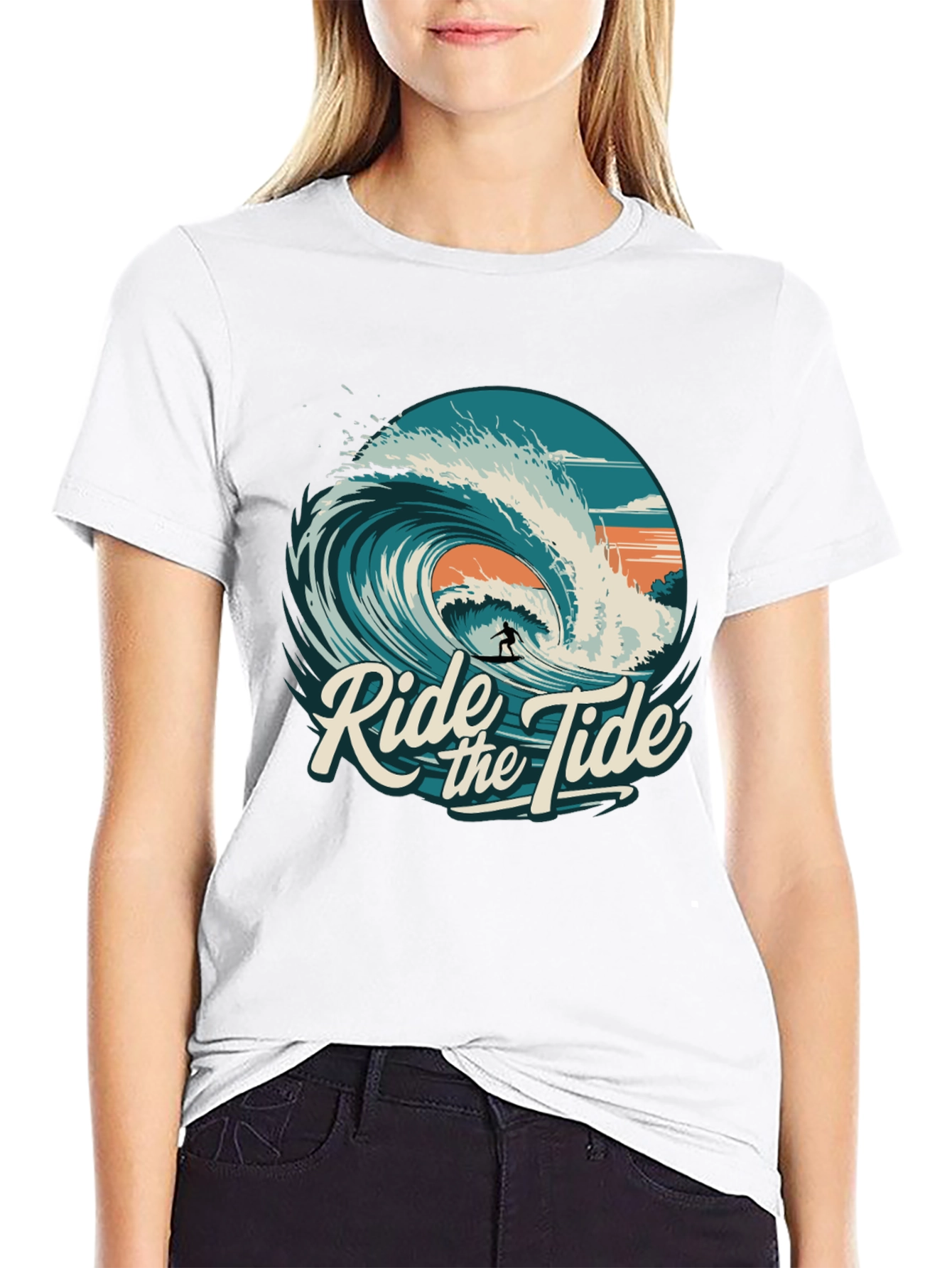 Ride the Tide Graphic T-Shirt - Surfer Design