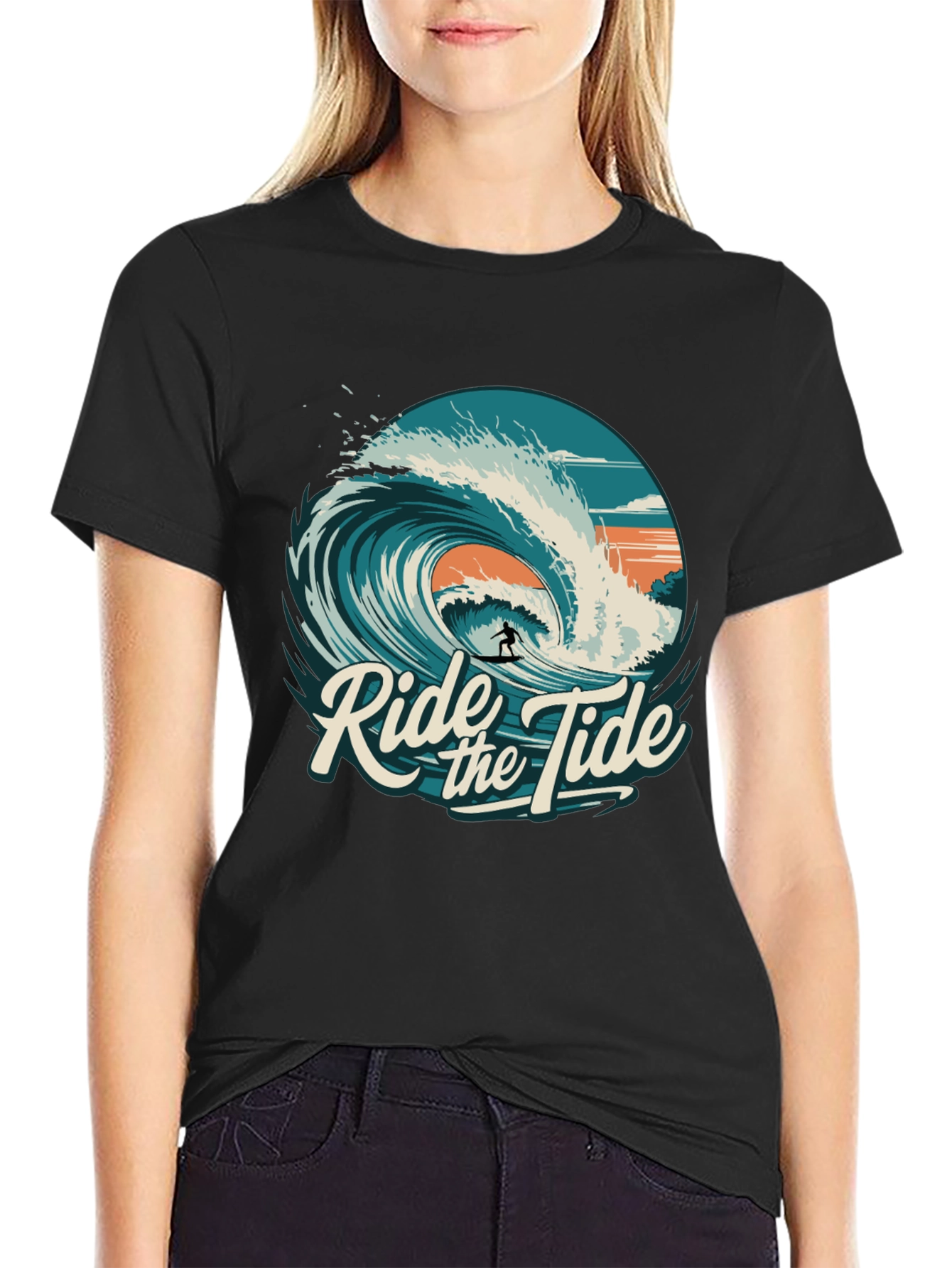 Ride the Tide Graphic T-Shirt - Surfer Design