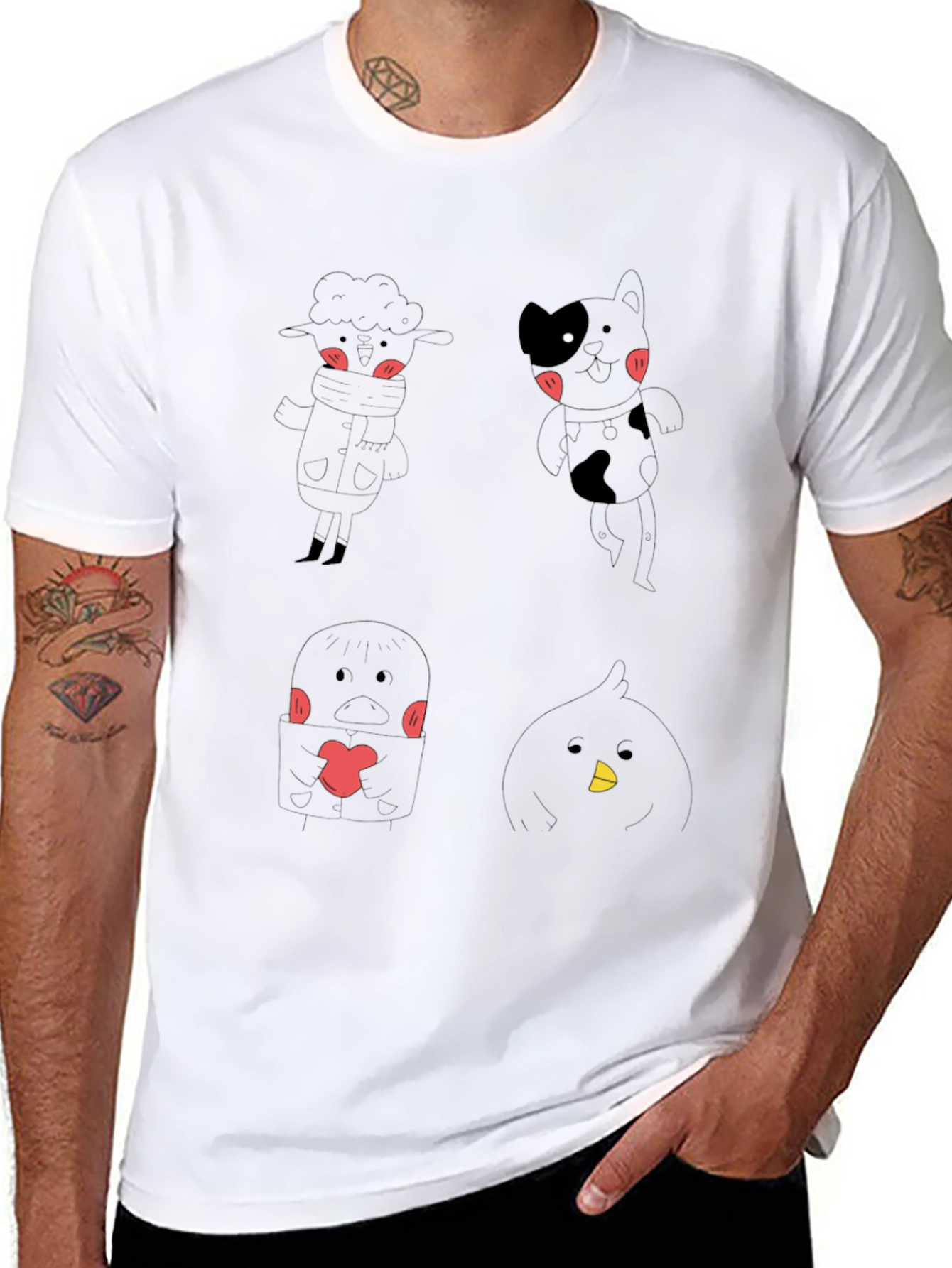 Cute Cartoon Character Graphic Black T-Shirt