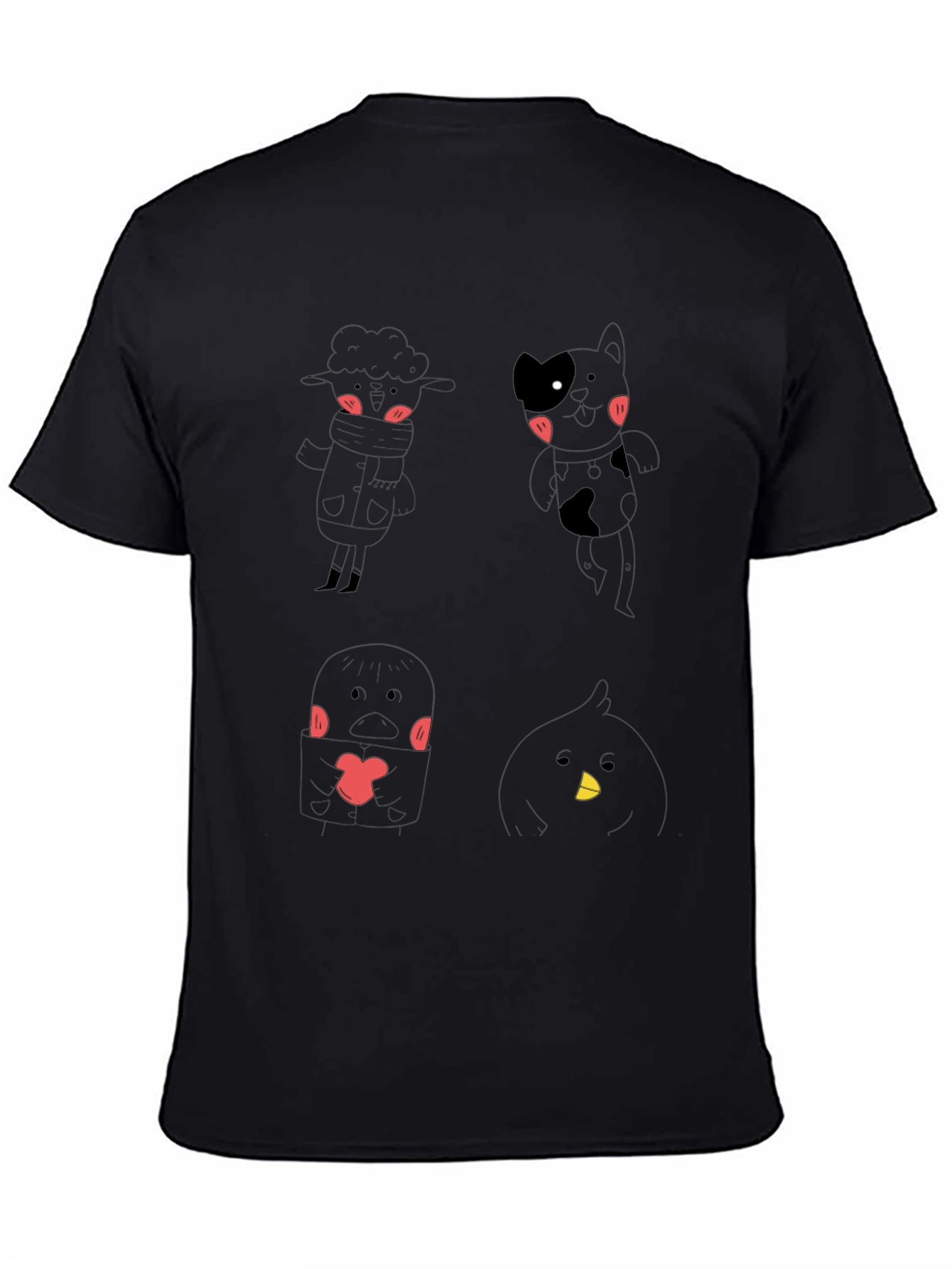 Cute Cartoon Character Graphic Black T-Shirt