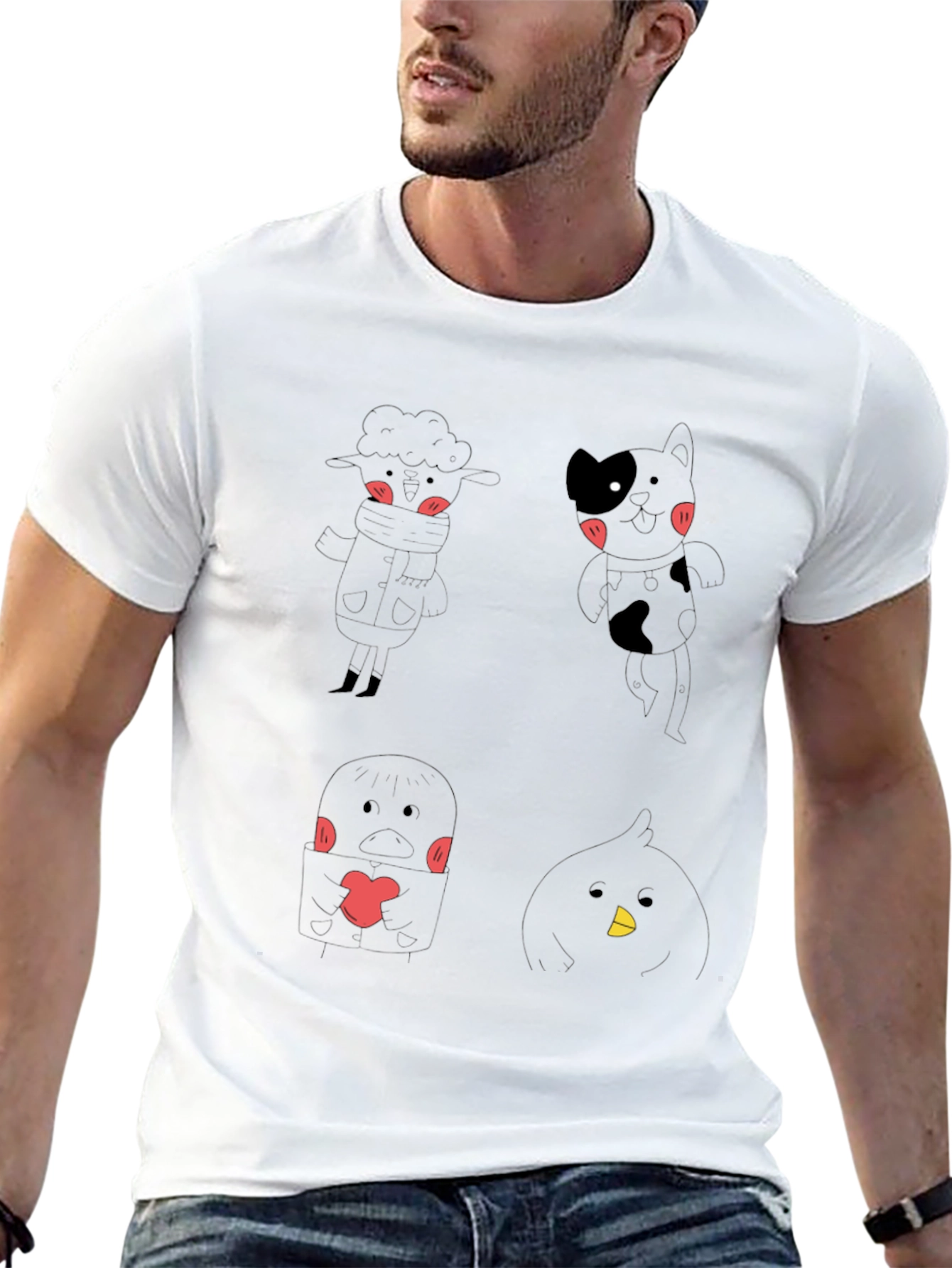 Cute Cartoon Character Graphic Black T-Shirt