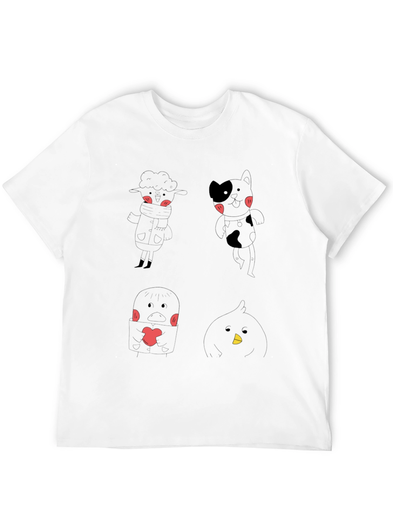 Cute Cartoon Character Graphic Black T-Shirt