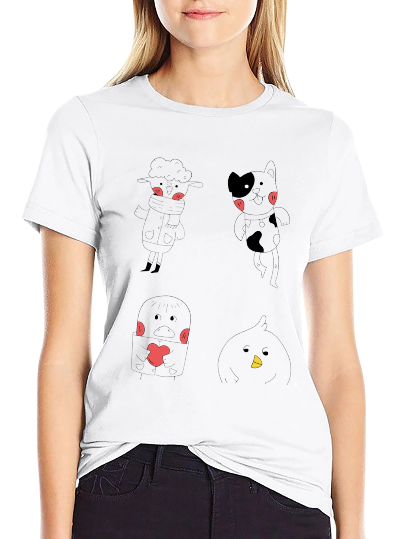Cute Cartoon Character Graphic Black T-Shirt