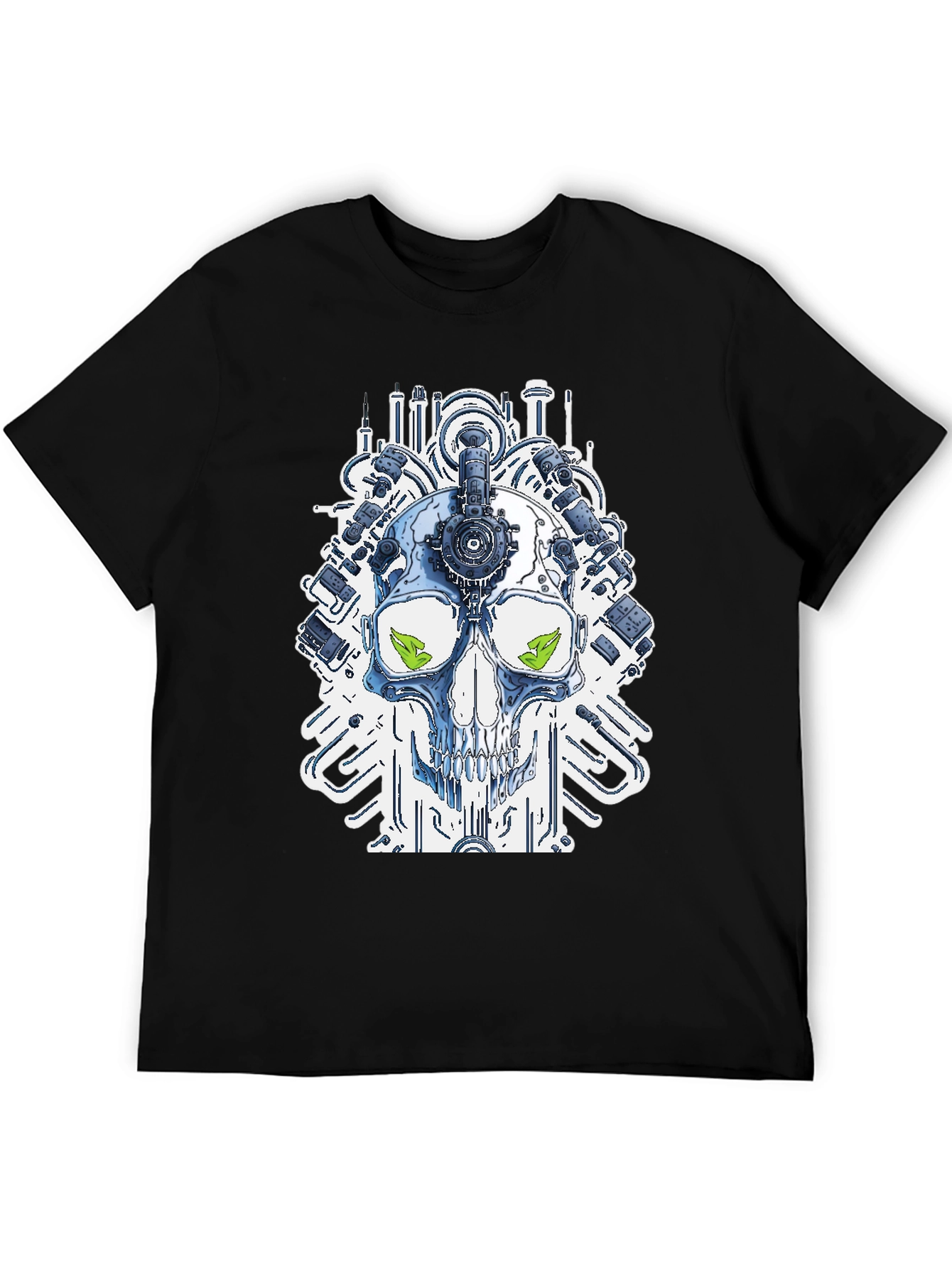 Steampunk Skull Graphic T-Shirt - Modern Tech Design