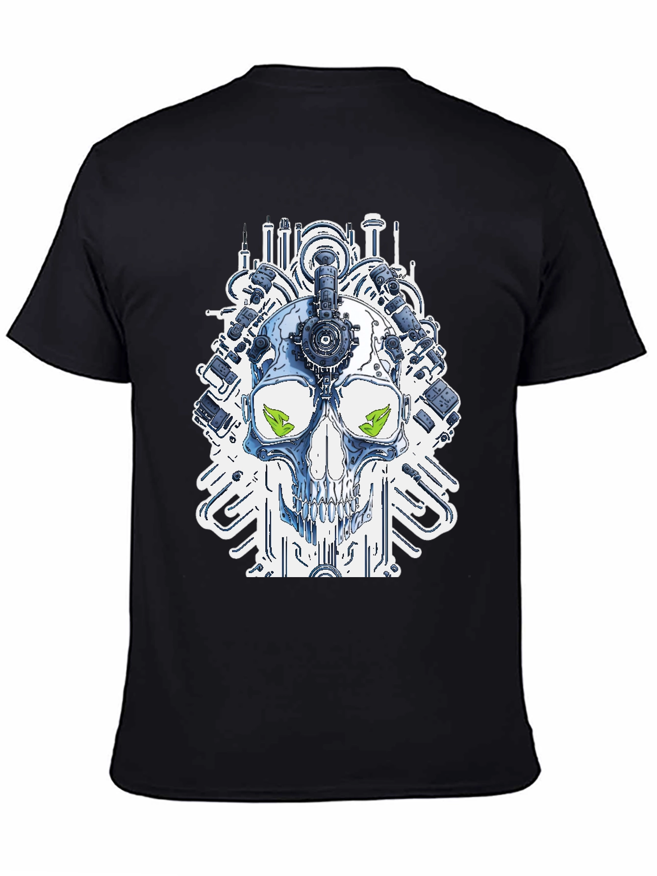 Steampunk Skull Graphic T-Shirt - Modern Tech Design