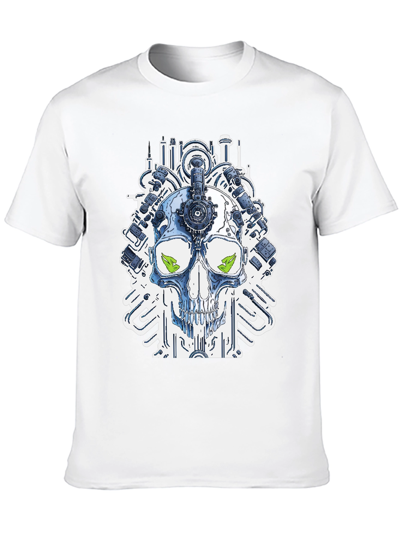 Steampunk Skull Graphic T-Shirt - Modern Tech Design