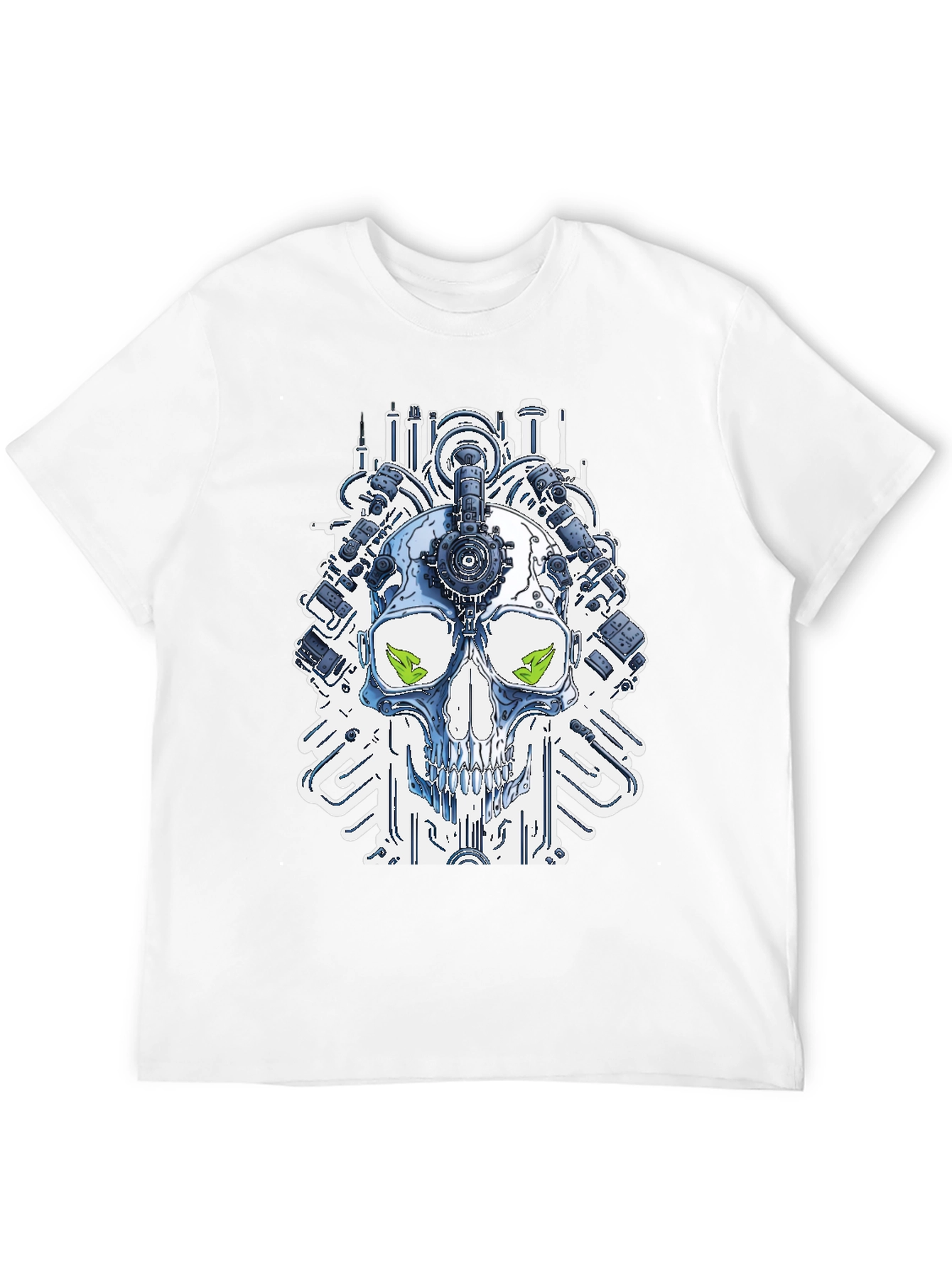 Steampunk Skull Graphic T-Shirt - Modern Tech Design