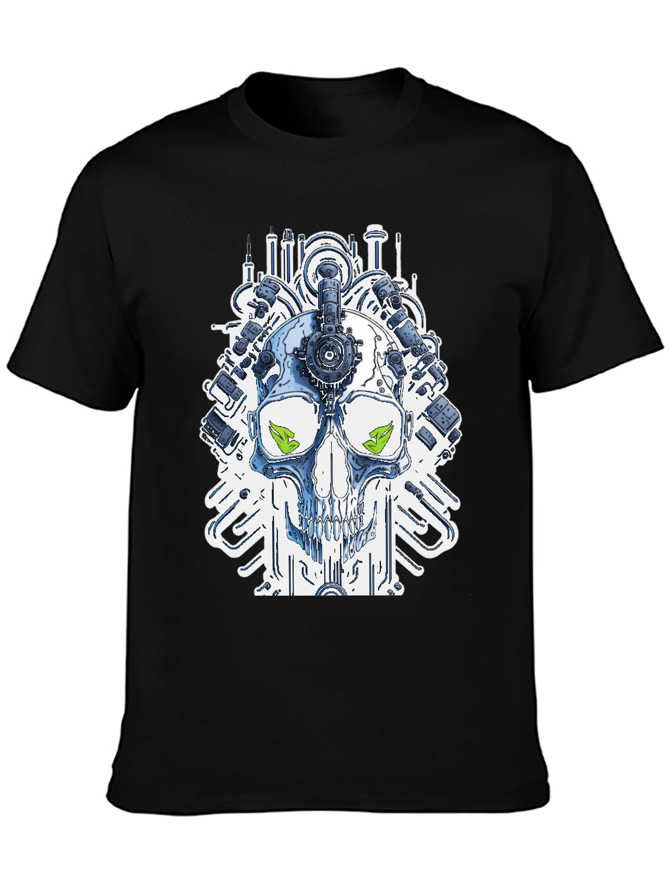 Steampunk Skull Graphic T-Shirt - Modern Tech Design