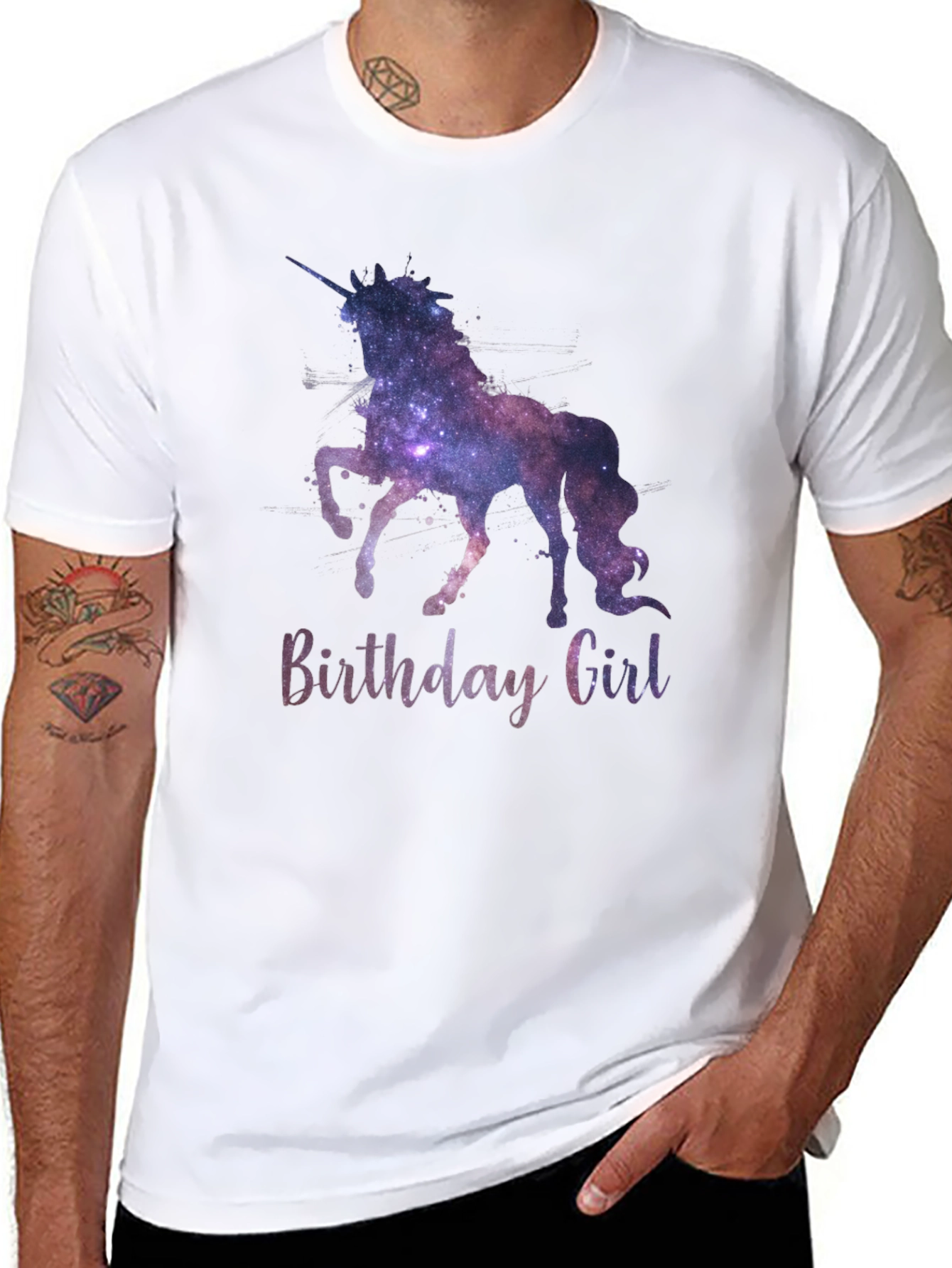 Unicorn Birthday Girl T-Shirt Galaxy Design