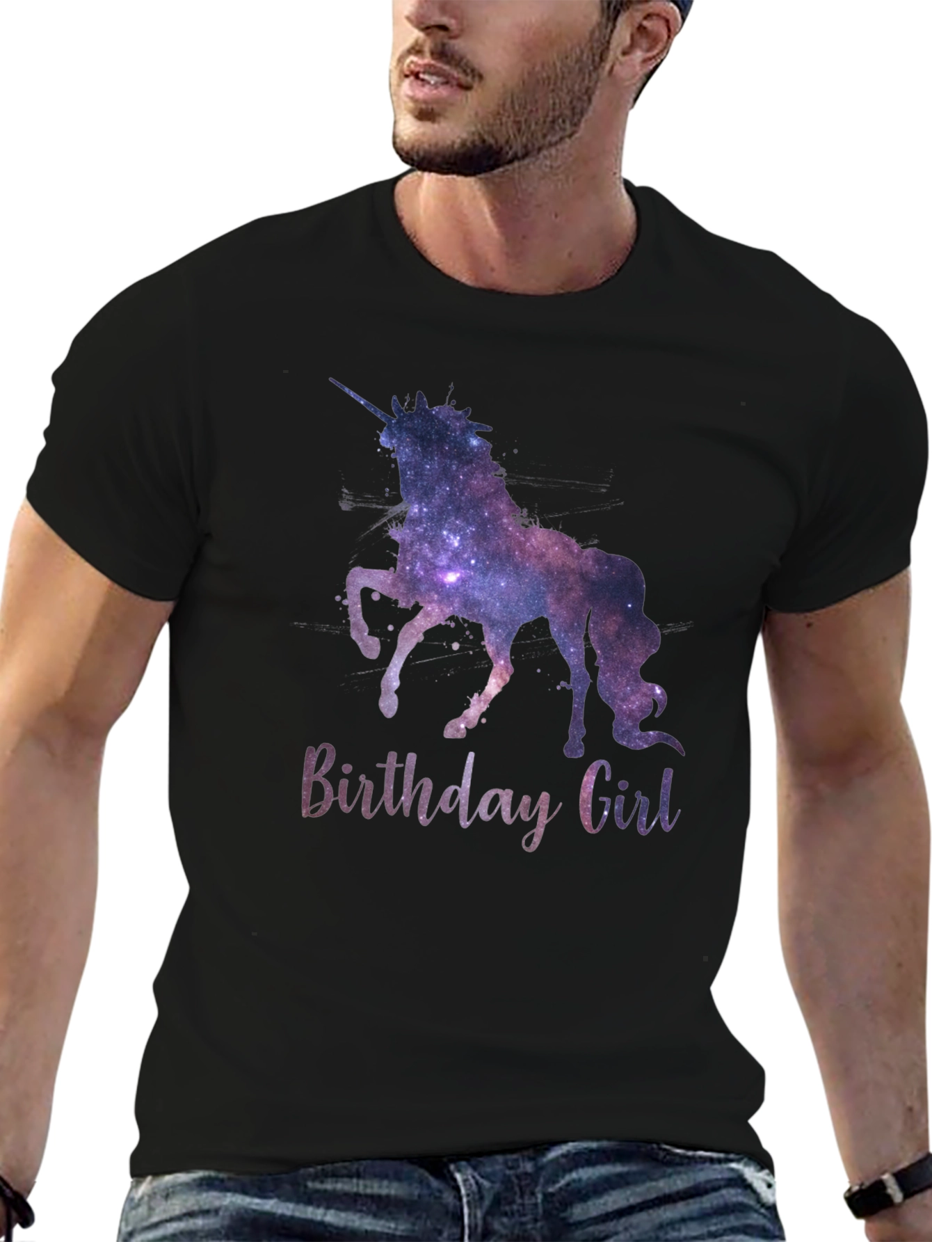 Unicorn Birthday Girl T-Shirt Galaxy Design