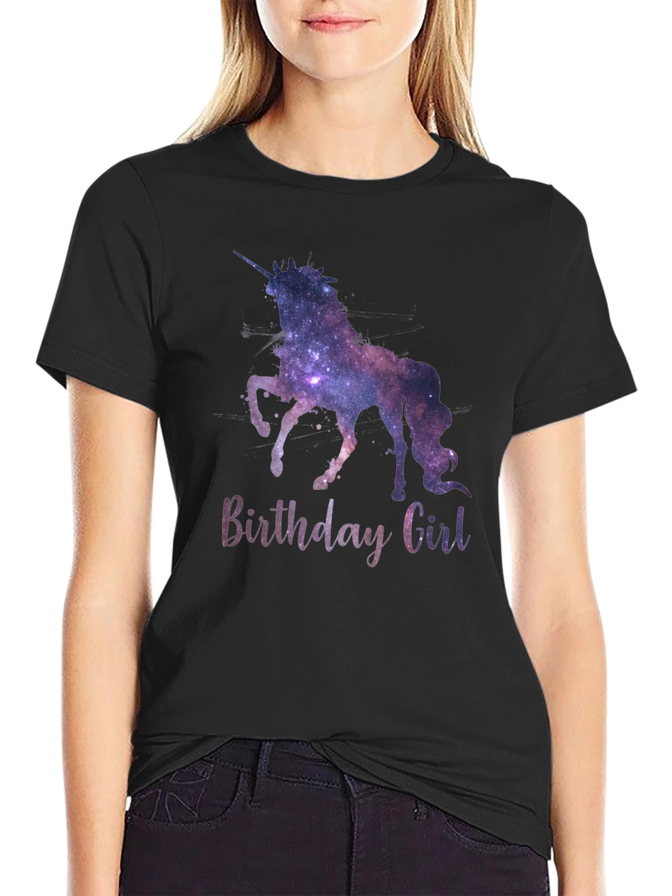 Unicorn Birthday Girl T-Shirt Galaxy Design