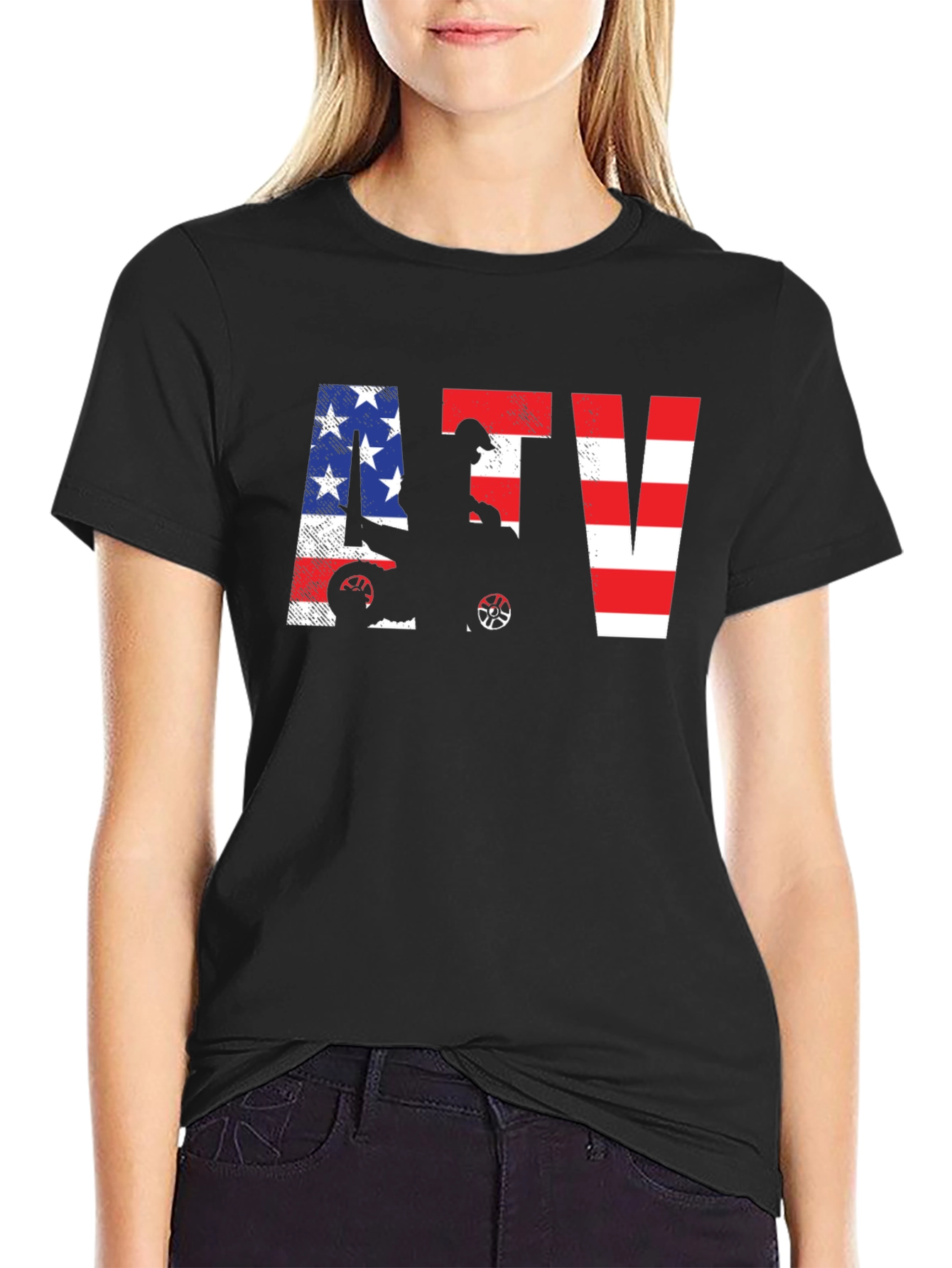 ATV American Flag Black T-Shirt
