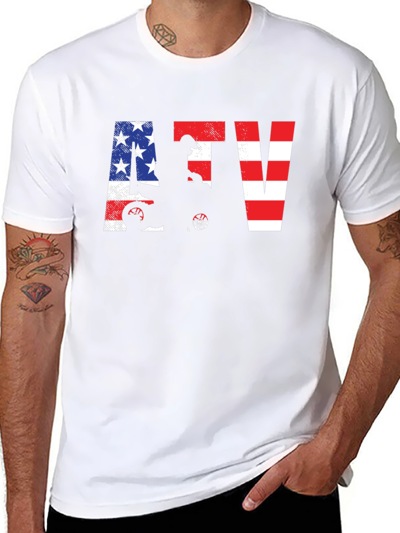ATV American Flag Black T-Shirt