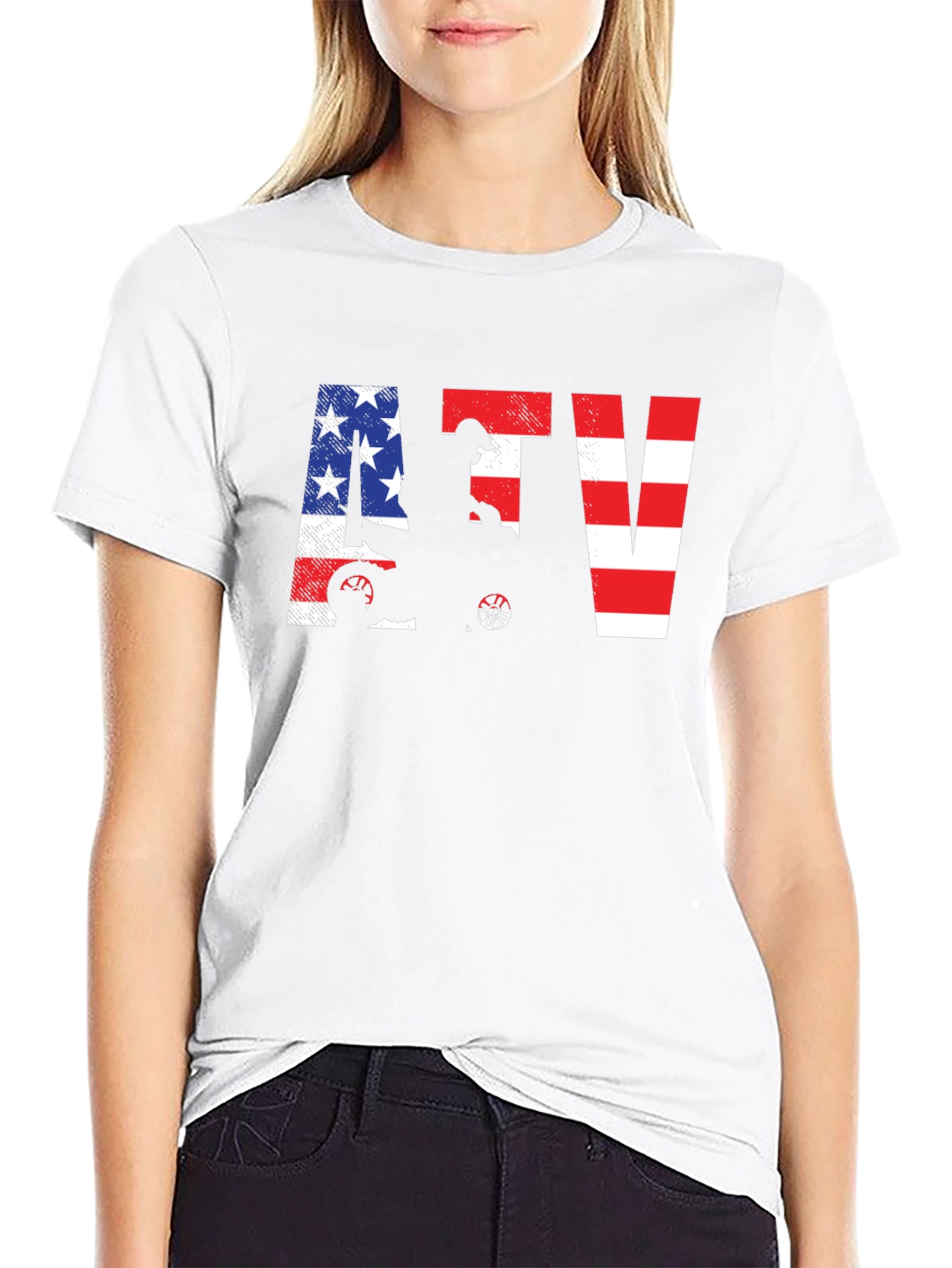 ATV American Flag Black T-Shirt