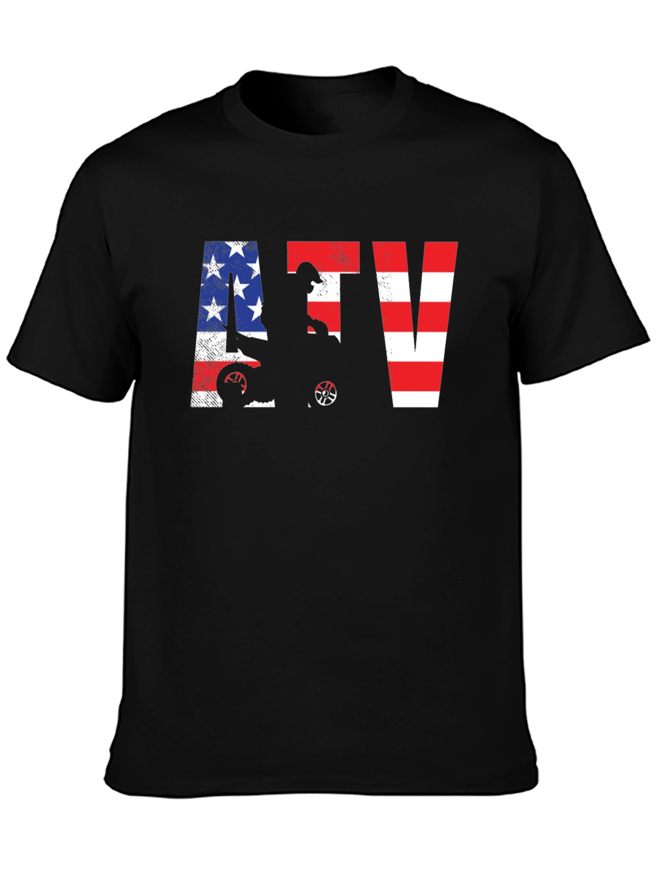 ATV American Flag Black T-Shirt