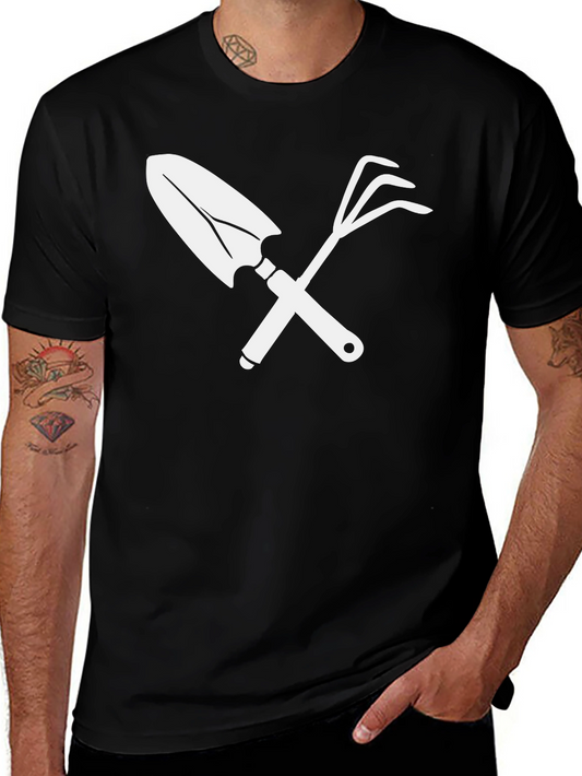 Gardening Tool Graphic Tee - Black Cotton T-Shirt