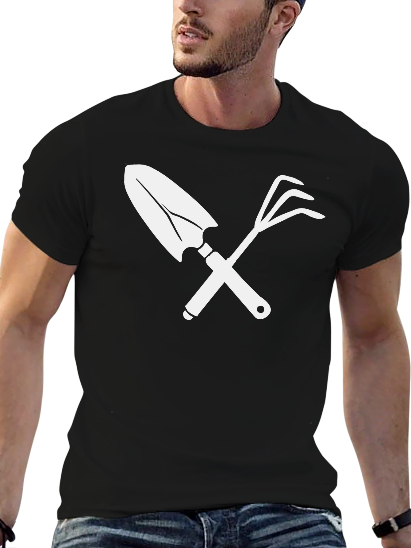 Gardening Tool Graphic Tee - Black Cotton T-Shirt