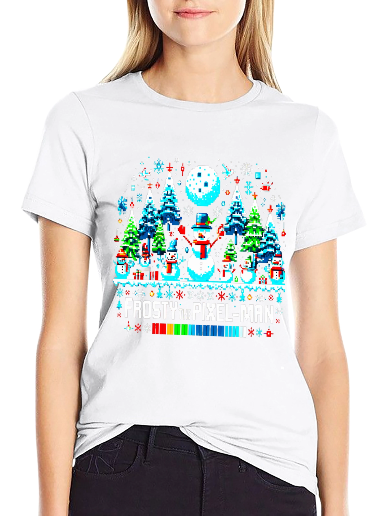 Frosty the Pixel-Man Christmas T-Shirt