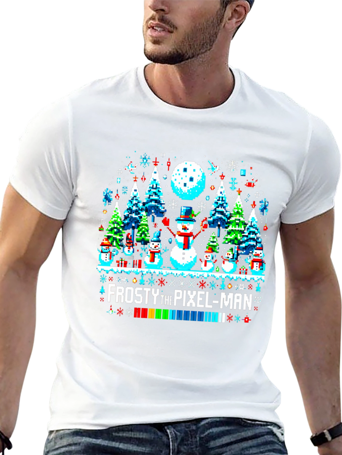 Frosty the Pixel-Man Christmas T-Shirt