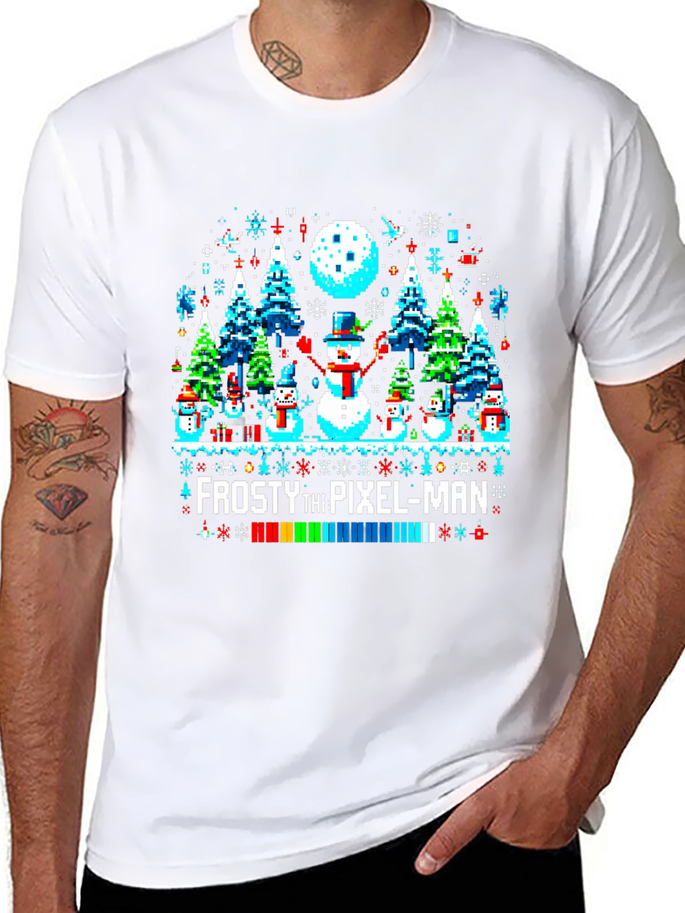 Frosty the Pixel-Man Christmas T-Shirt