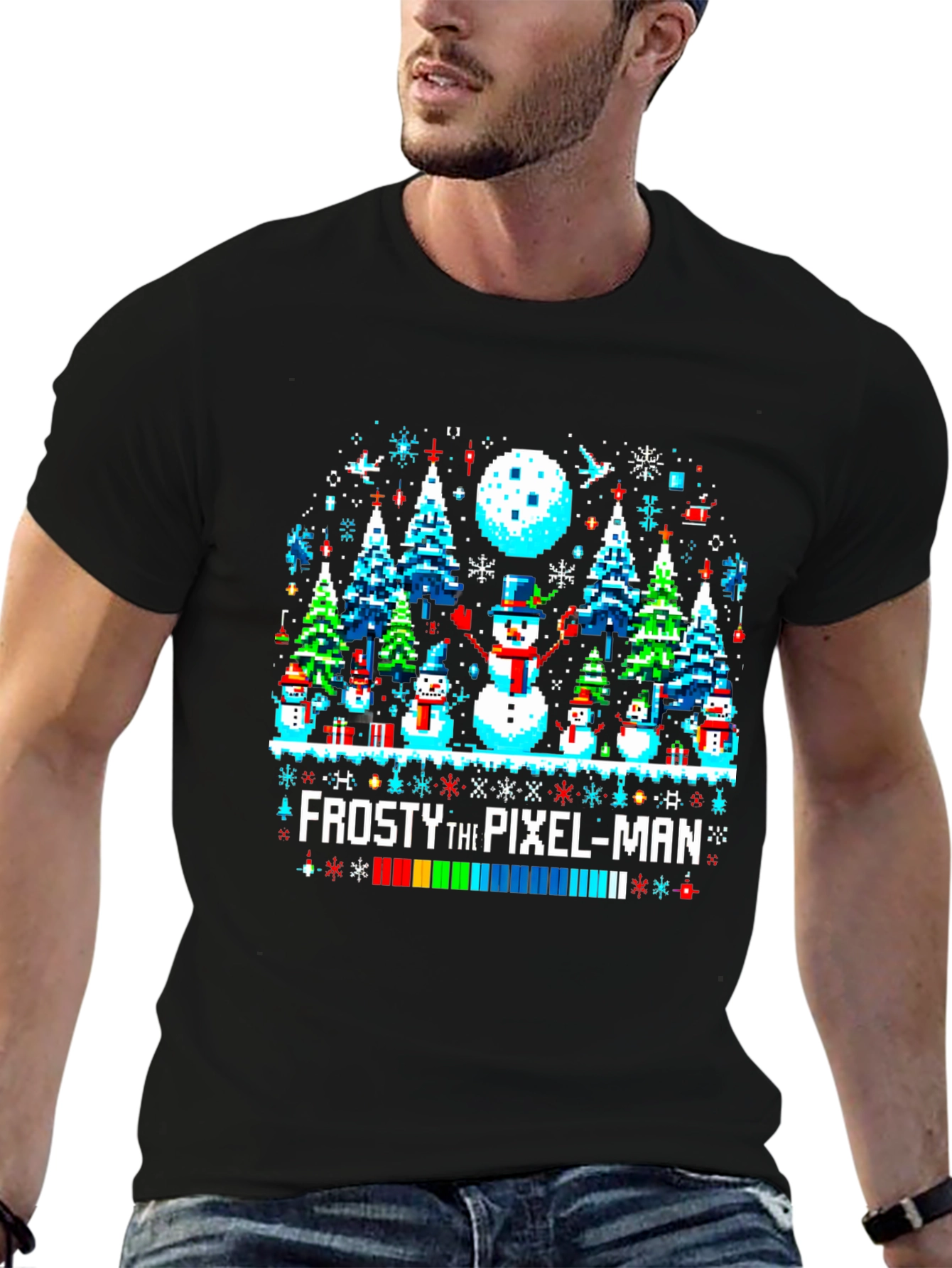 Frosty the Pixel-Man Christmas T-Shirt