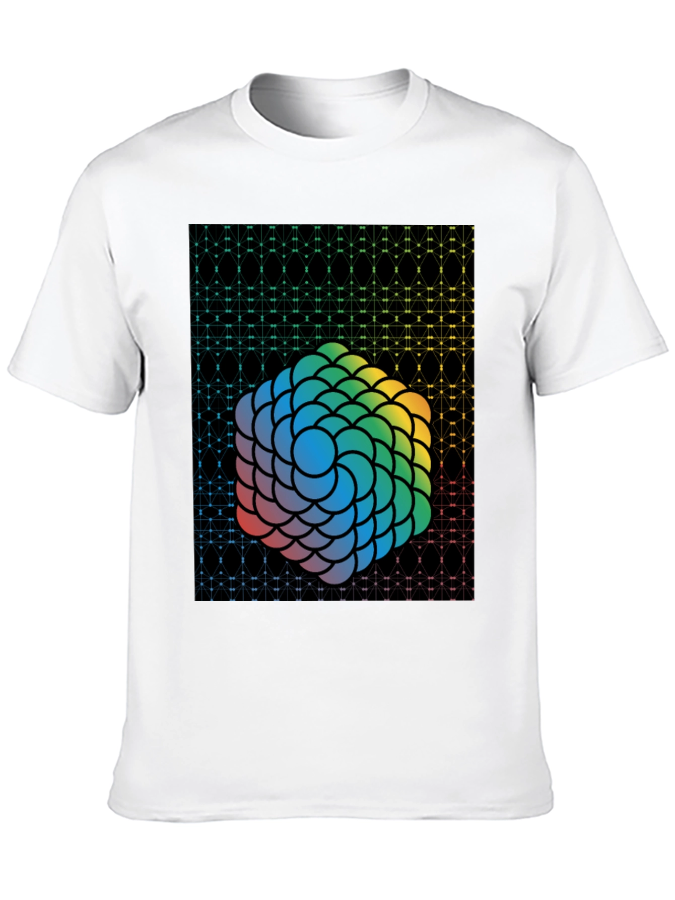 Geometric Rainbow Sphere Graphic Tee - Mens Black T-Shirt
