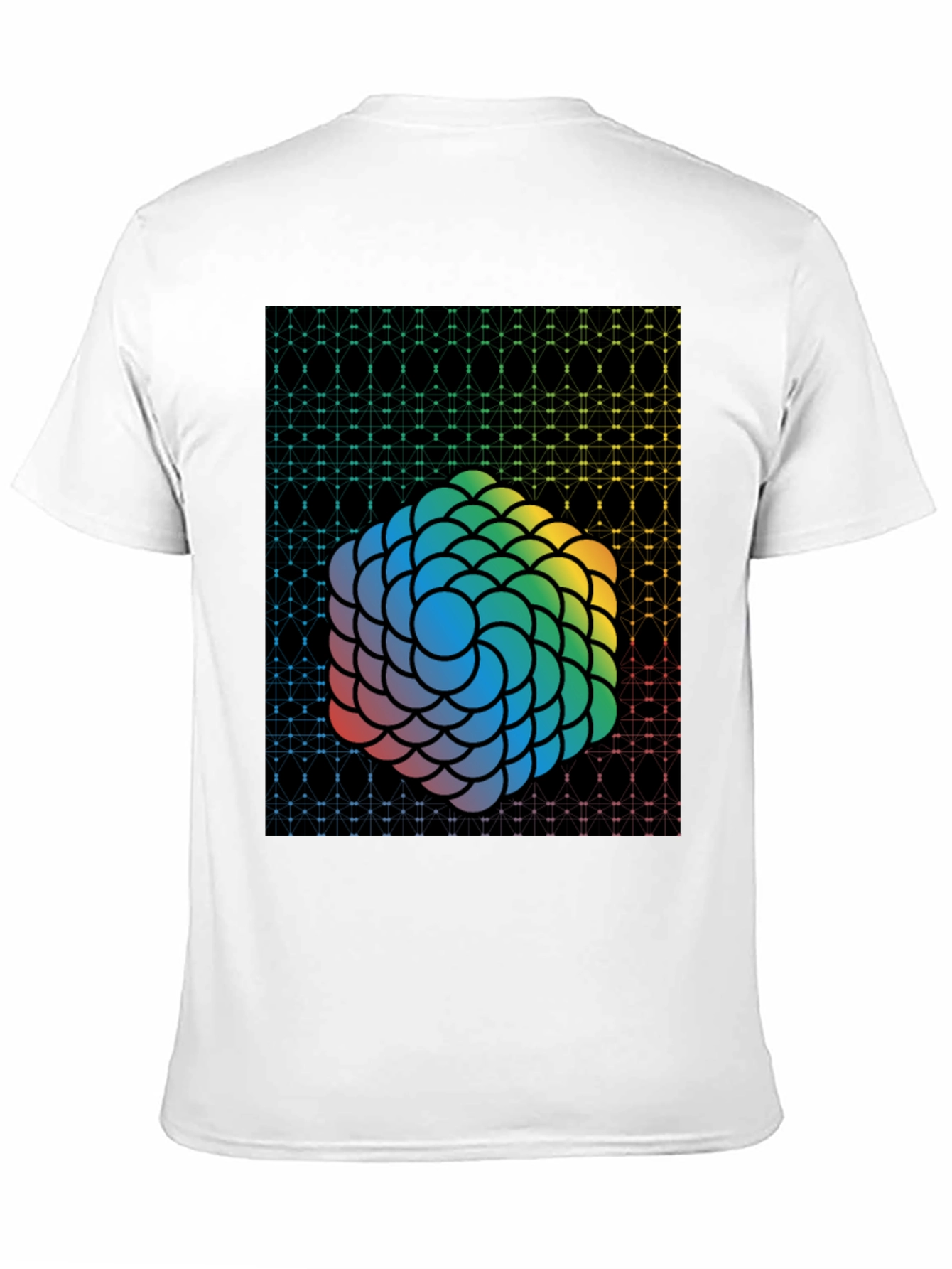 Geometric Rainbow Sphere Graphic Tee - Mens Black T-Shirt