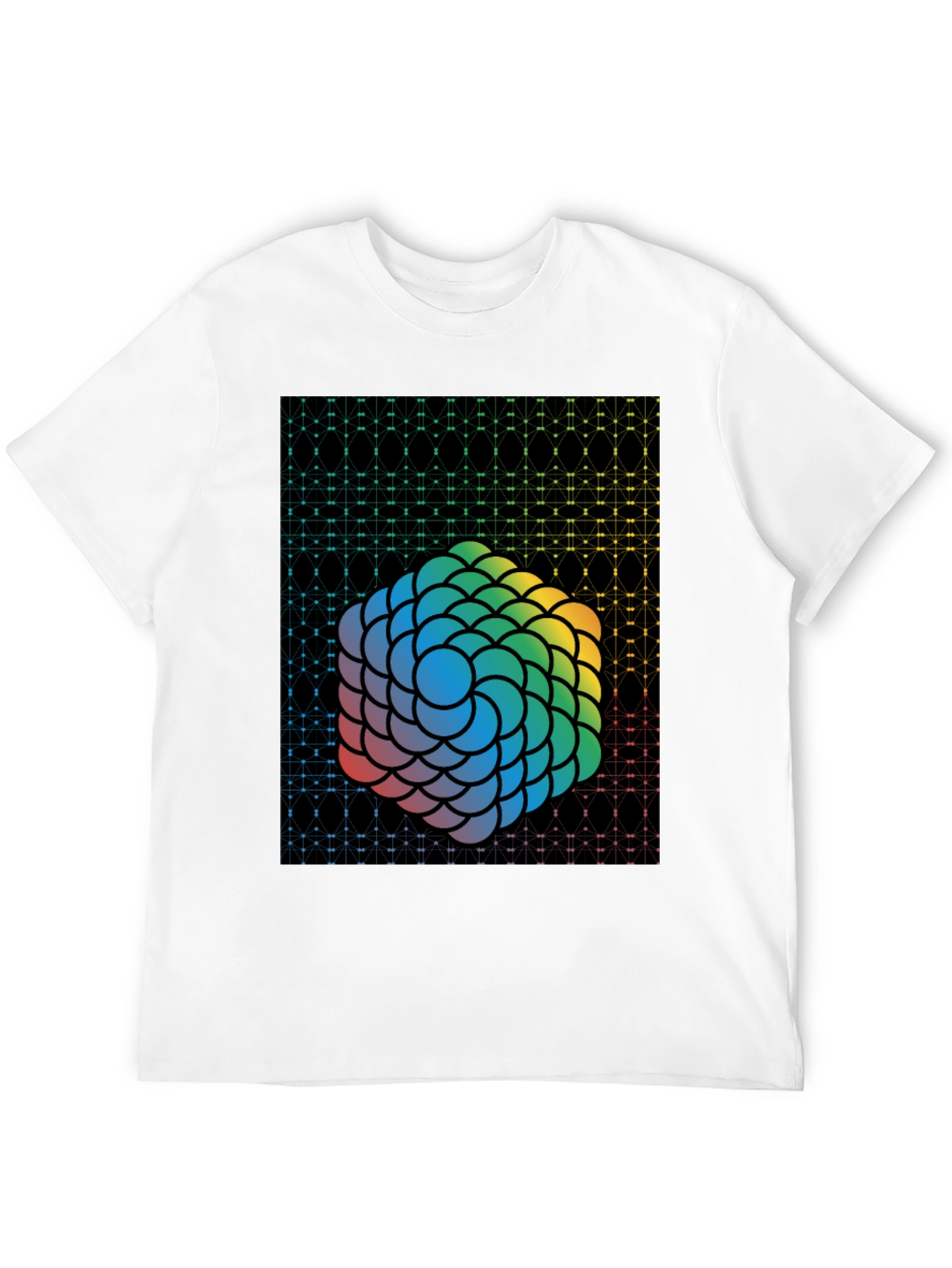 Geometric Rainbow Sphere Graphic Tee - Mens Black T-Shirt