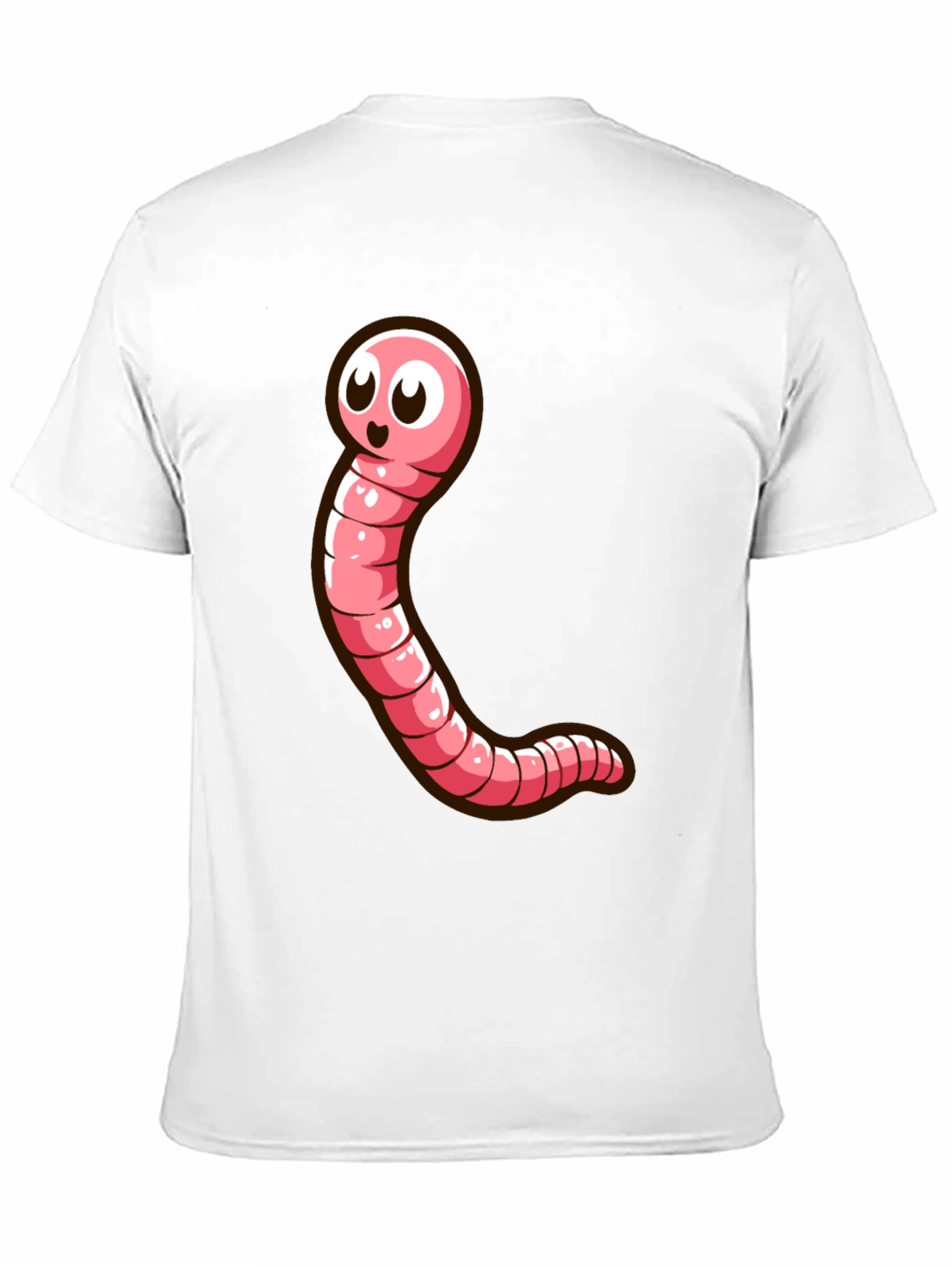 Cartoon Worm Graphic Tee - Black Cotton T-Shirt