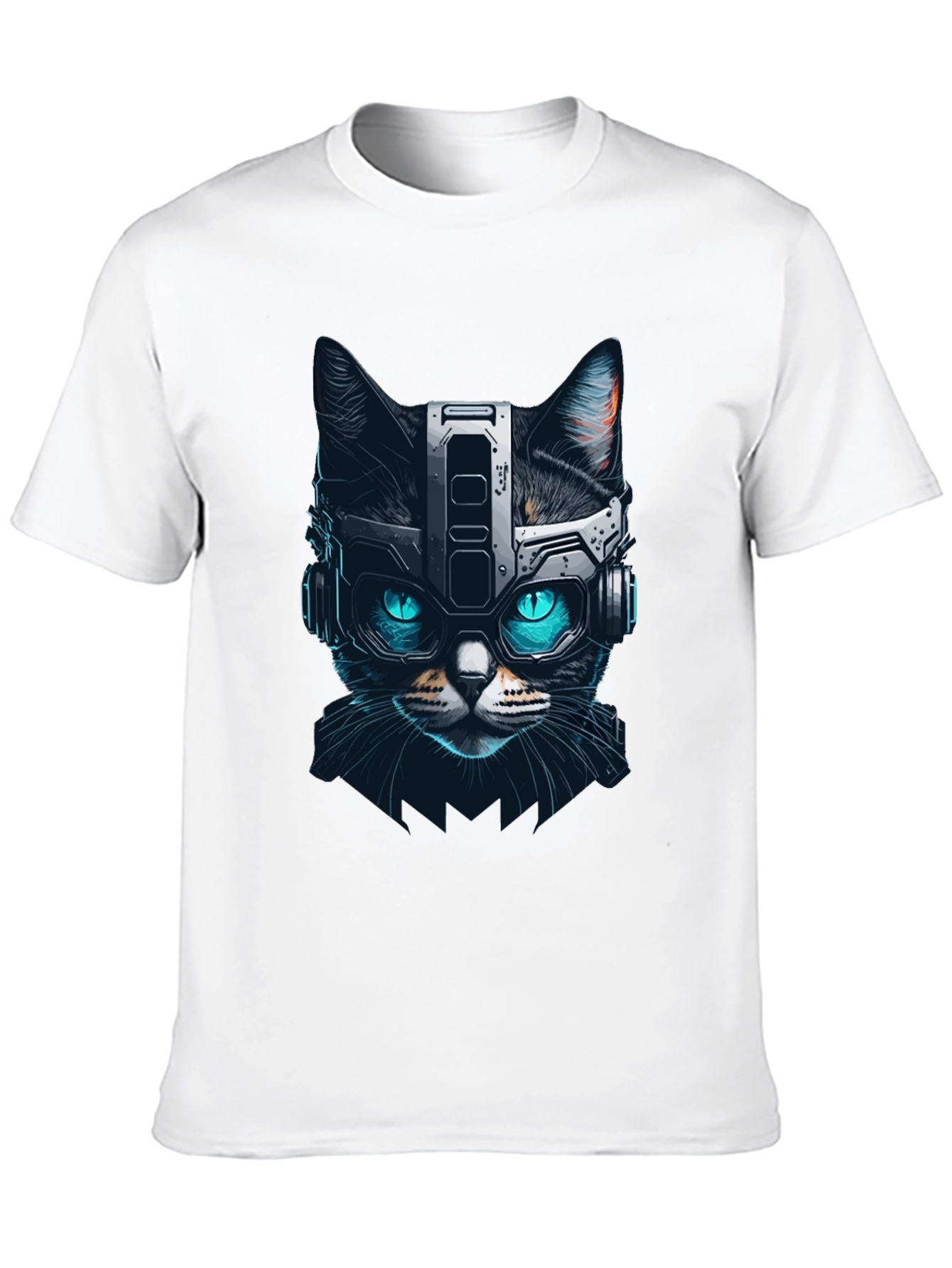 Cyber Cat T-Shirt - Futuristic Feline Design
