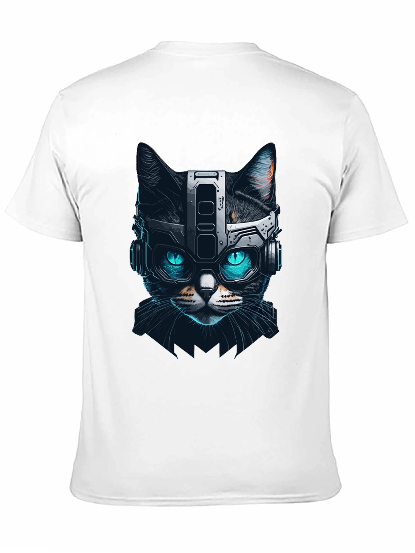 Cyber Cat T-Shirt - Futuristic Feline Design