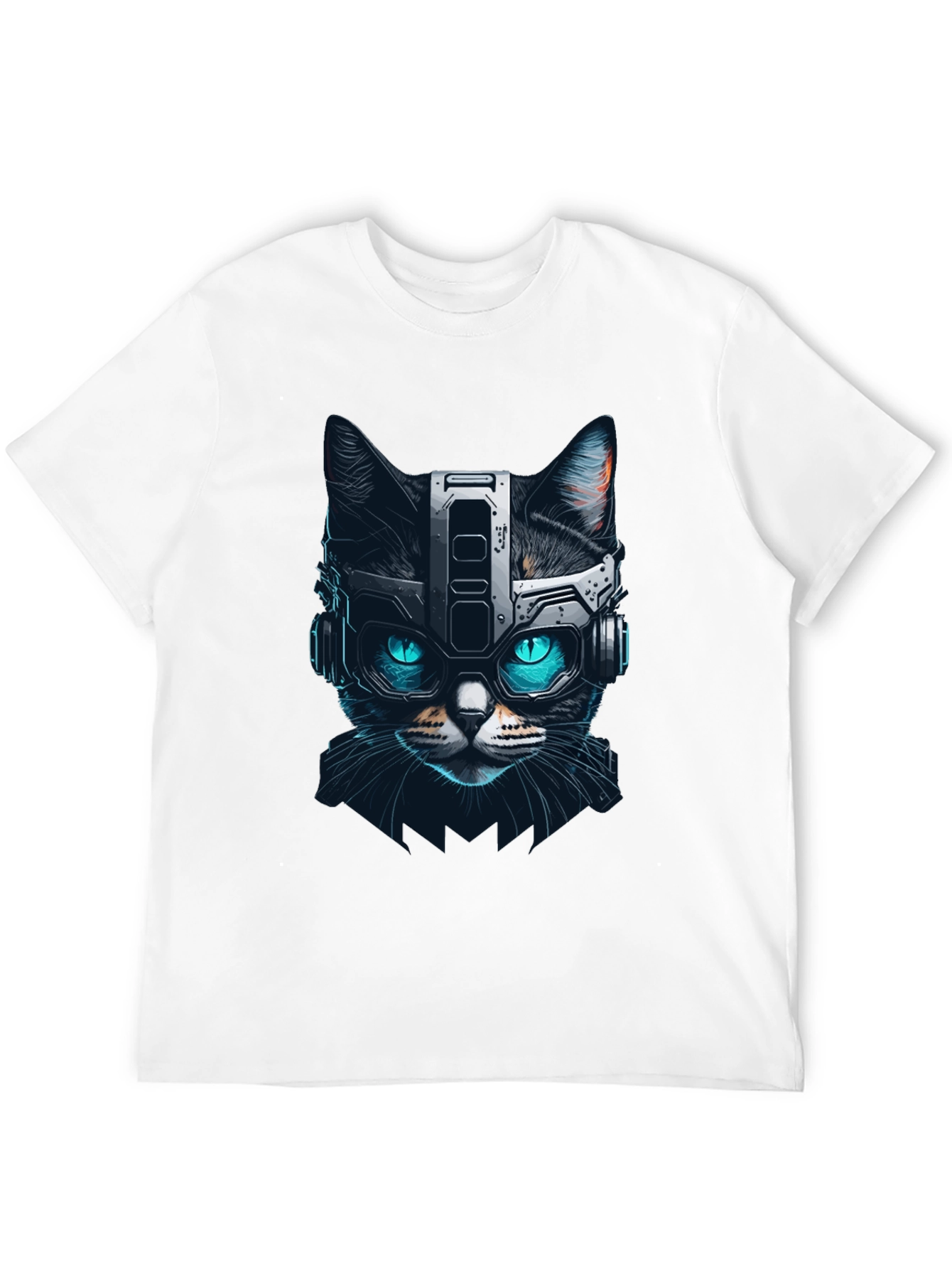 Cyber Cat T-Shirt - Futuristic Feline Design