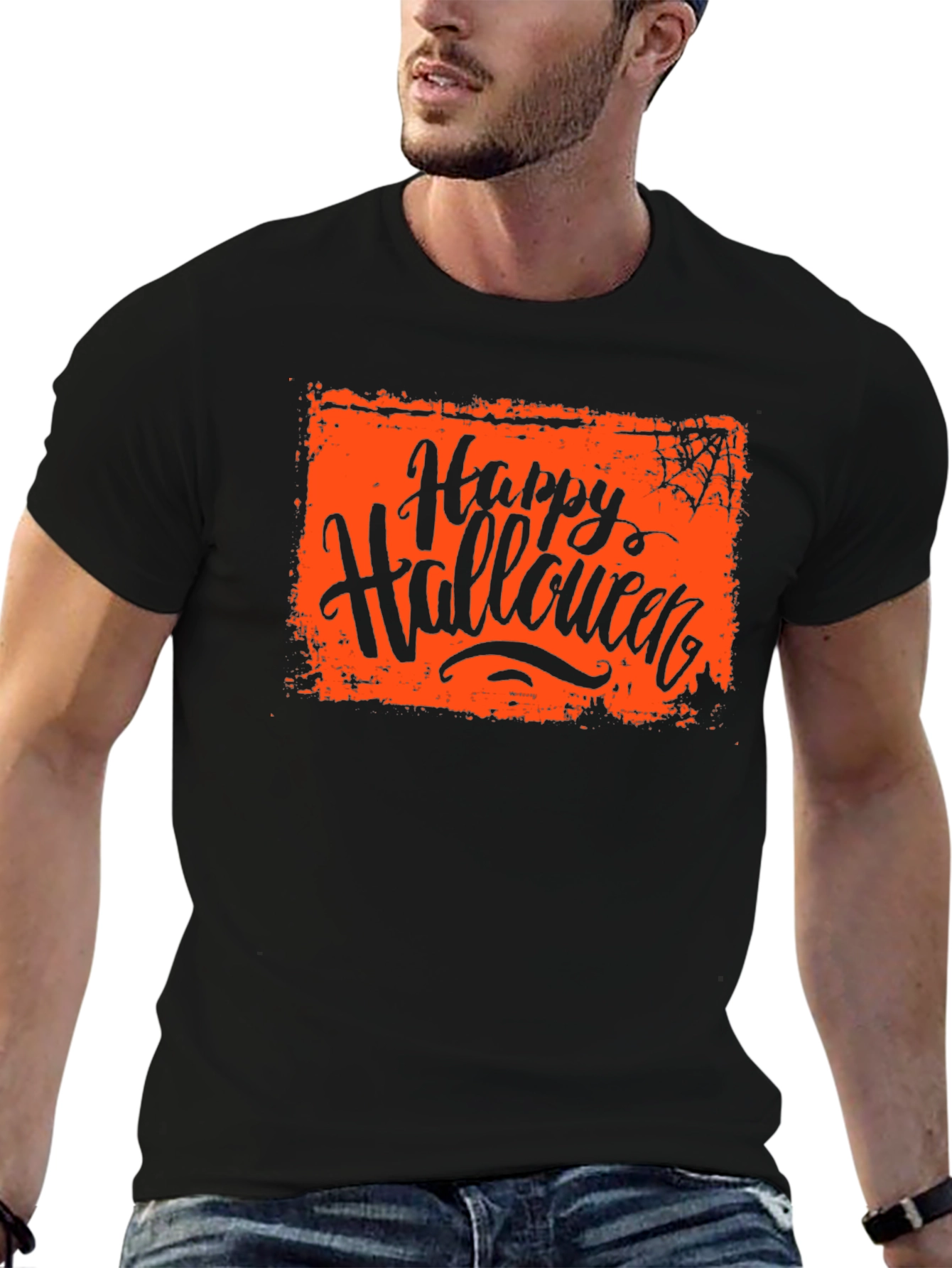 Happy Halloween Black Graphic T-Shirt