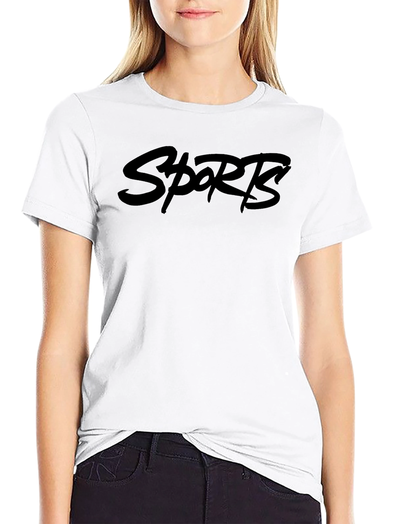 Black SPORTS Graphic Tee - Casual Style