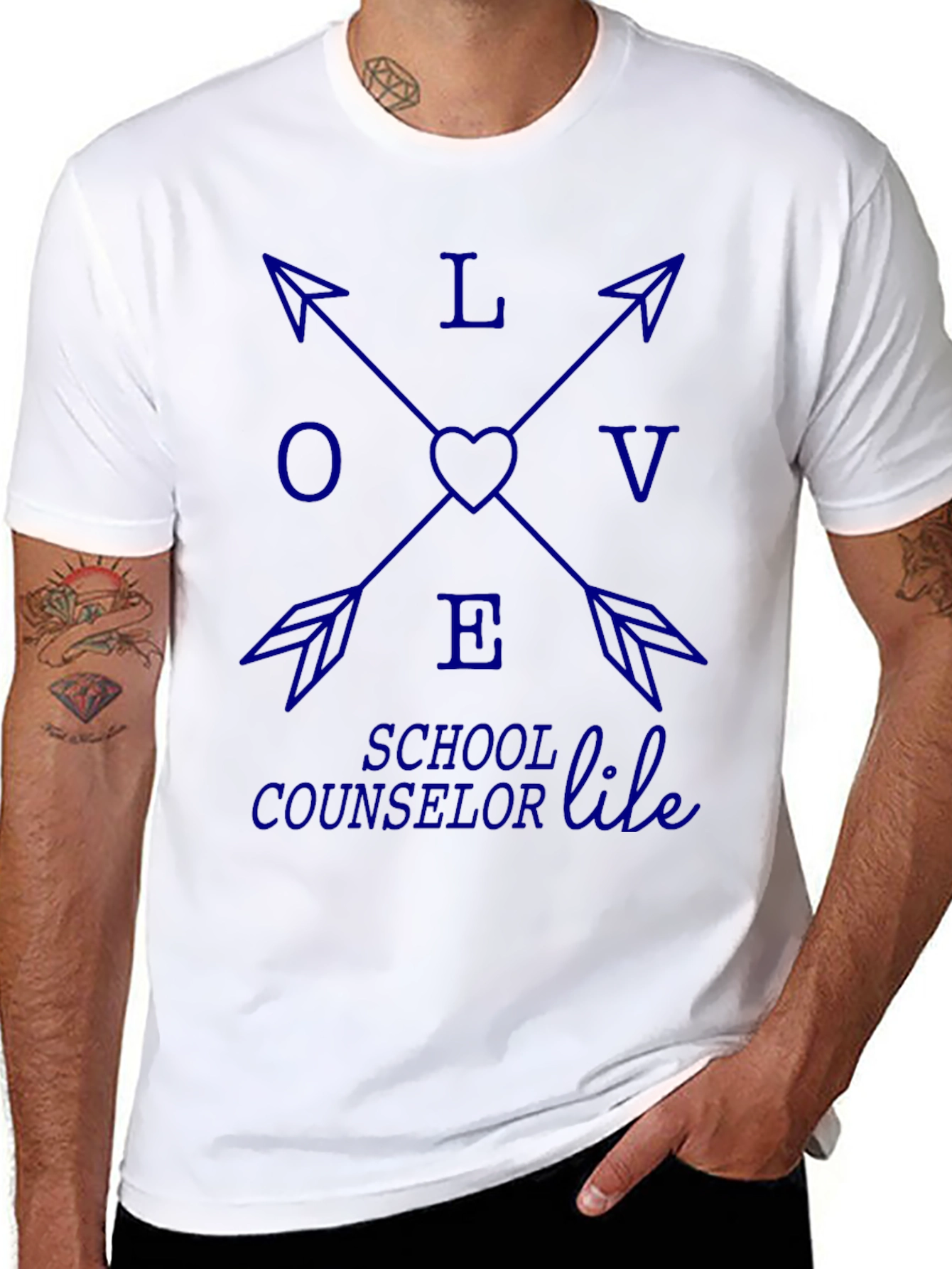 Love School Counselor Life Black Tee