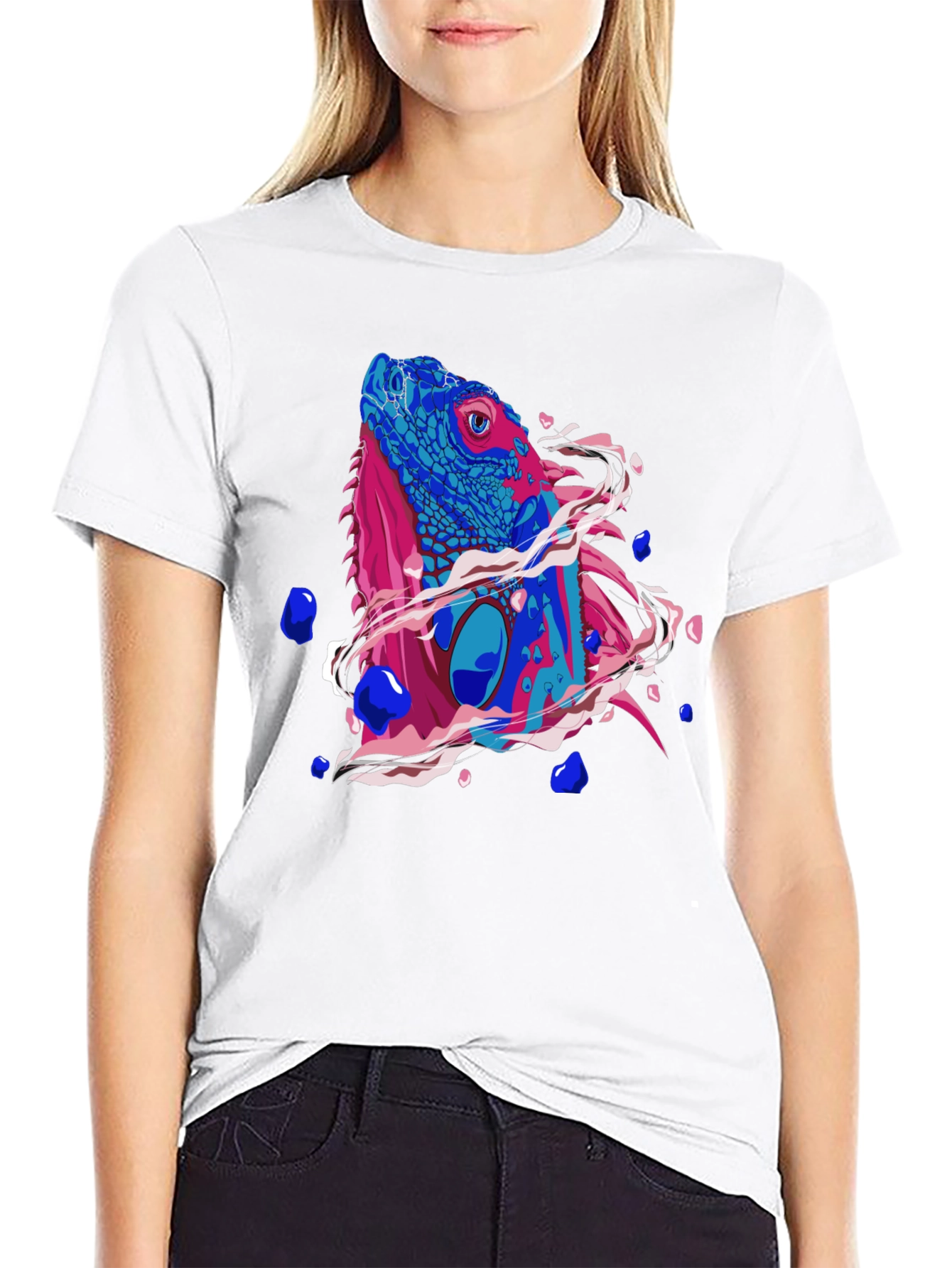 Iguana Graphic Print Mens Black T-Shirt