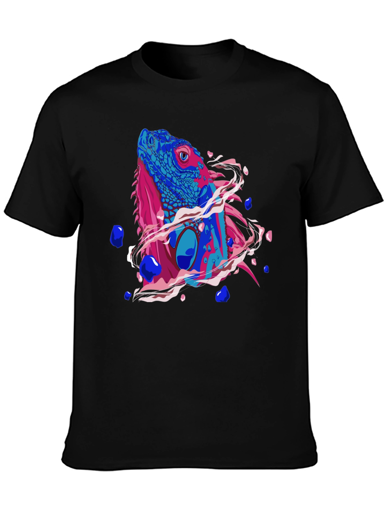 Iguana Graphic Print Mens Black T-Shirt