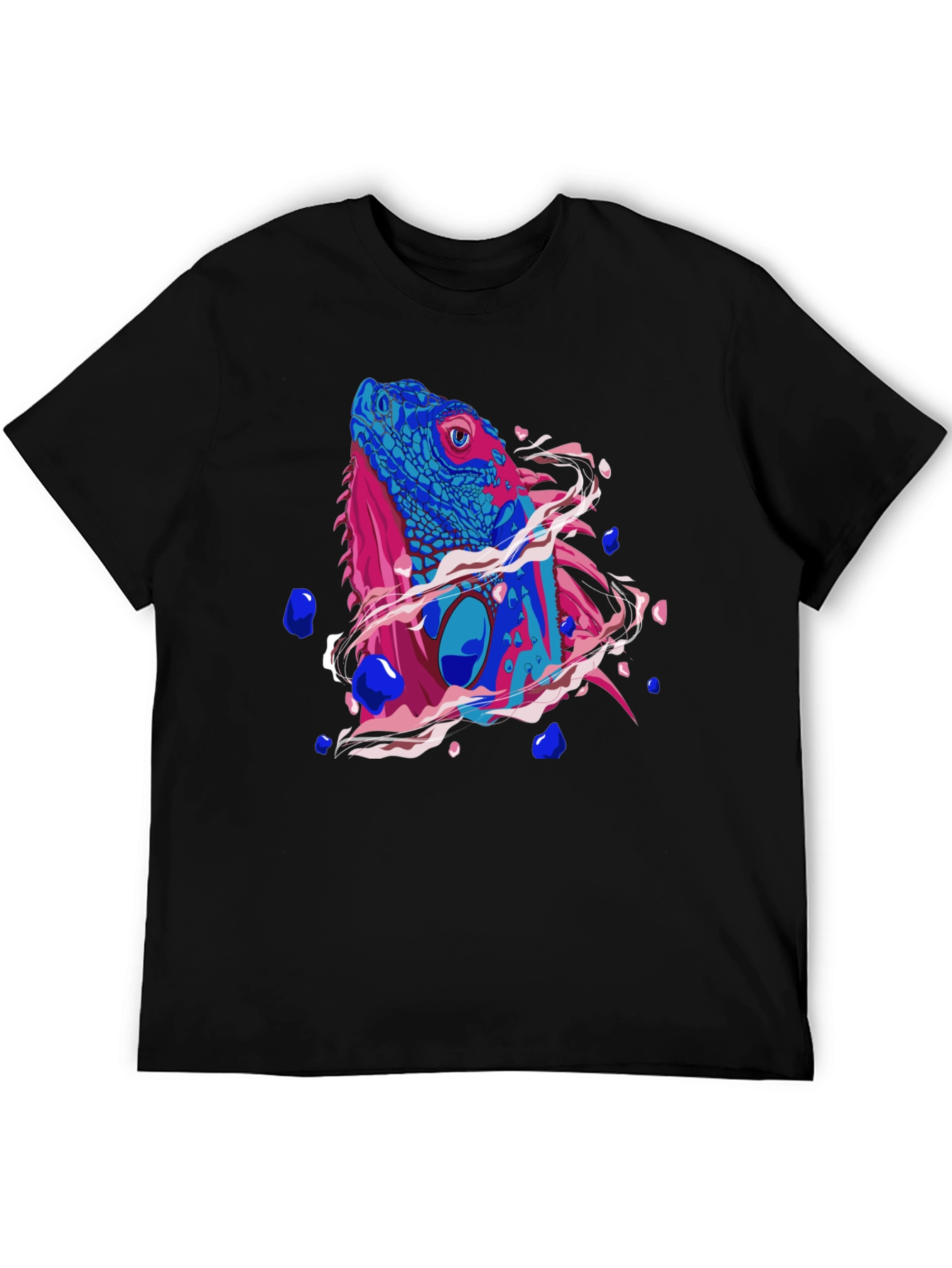 Iguana Graphic Print Mens Black T-Shirt