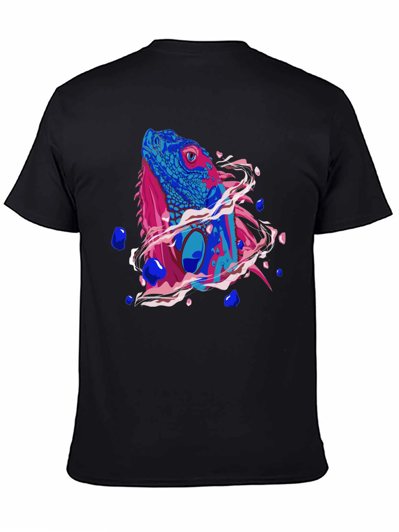 Iguana Graphic Print Mens Black T-Shirt