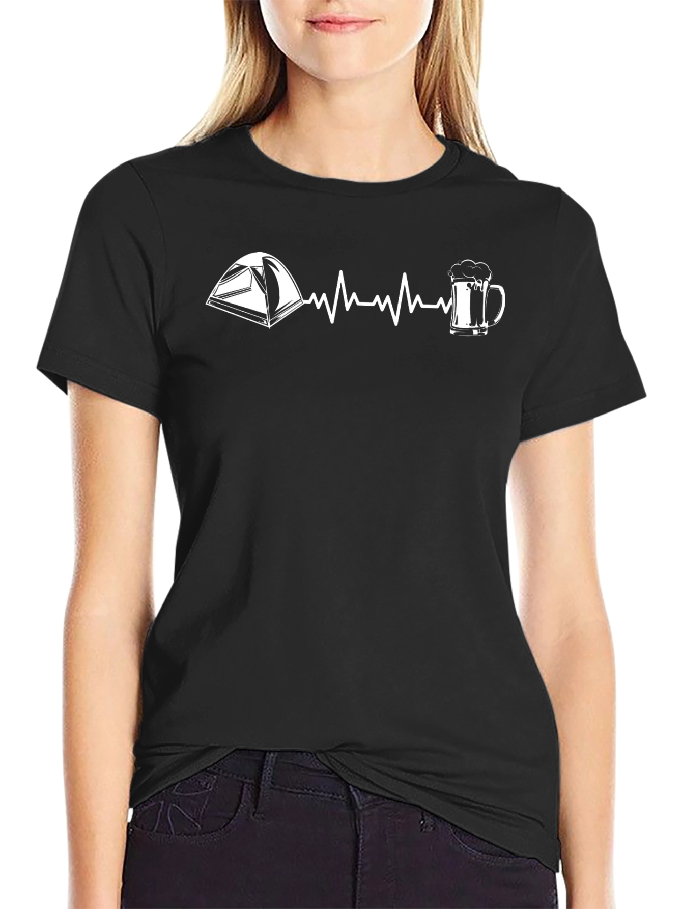 Camping & Beer T-Shirt: Heartbeat Design
